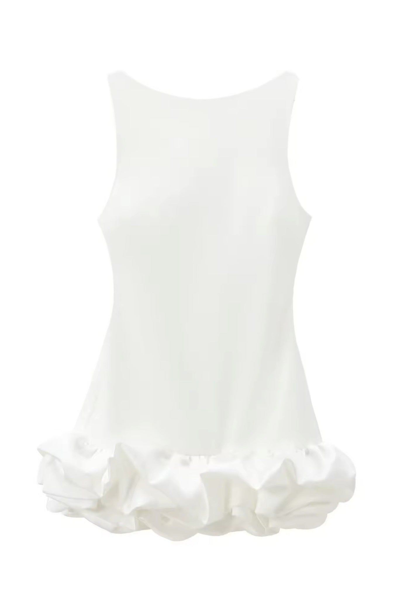 Ezabutus Bubble Hem Ruffle Sleeveless Mini Dress With Built In Shorts