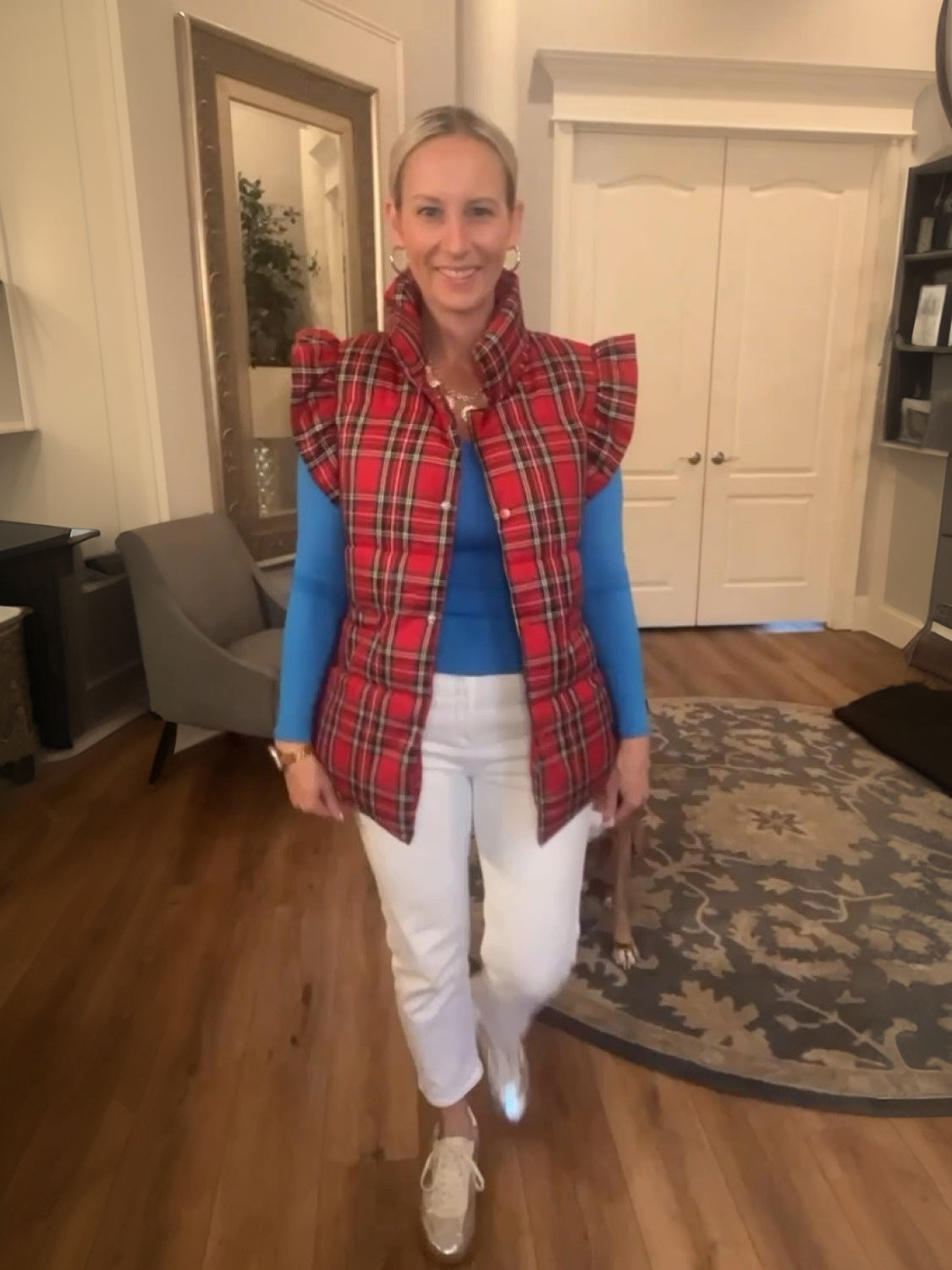 Kedera Ruffle Sleeve Puffer Vest With Pockets