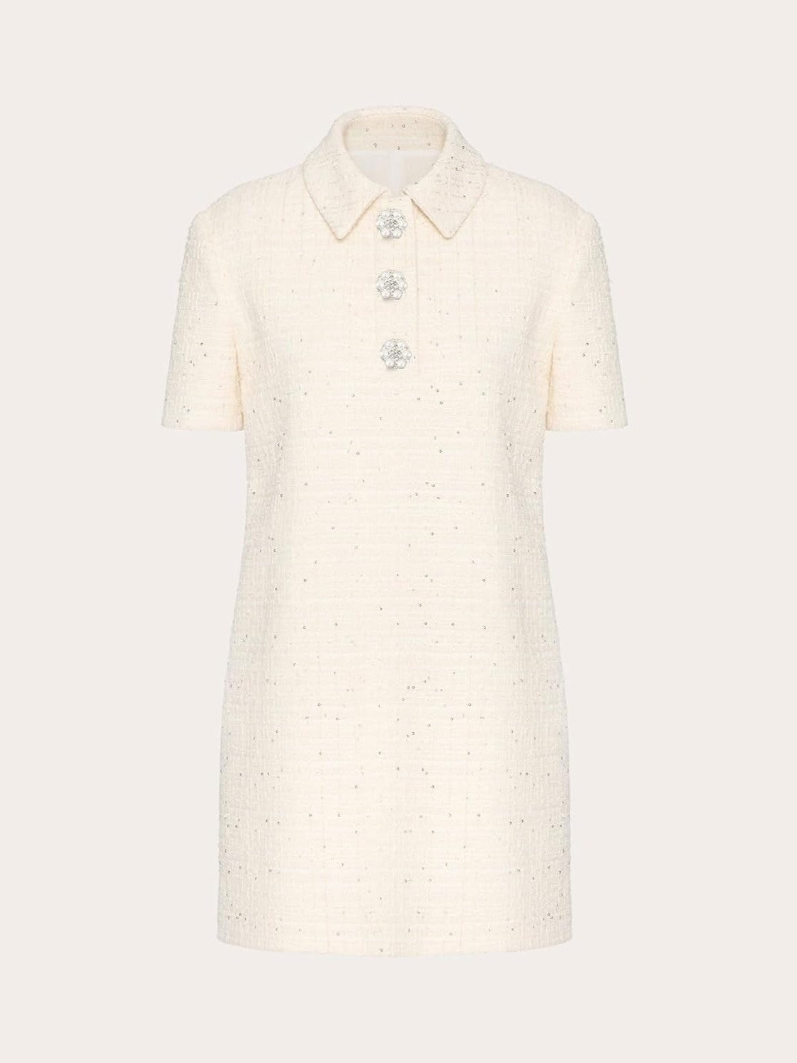 Yexpine Collared Tweed Mini Shift Dress