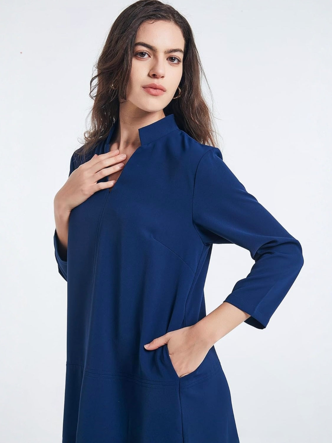 D-Sun Floral V Neck Mini Shirt Dress