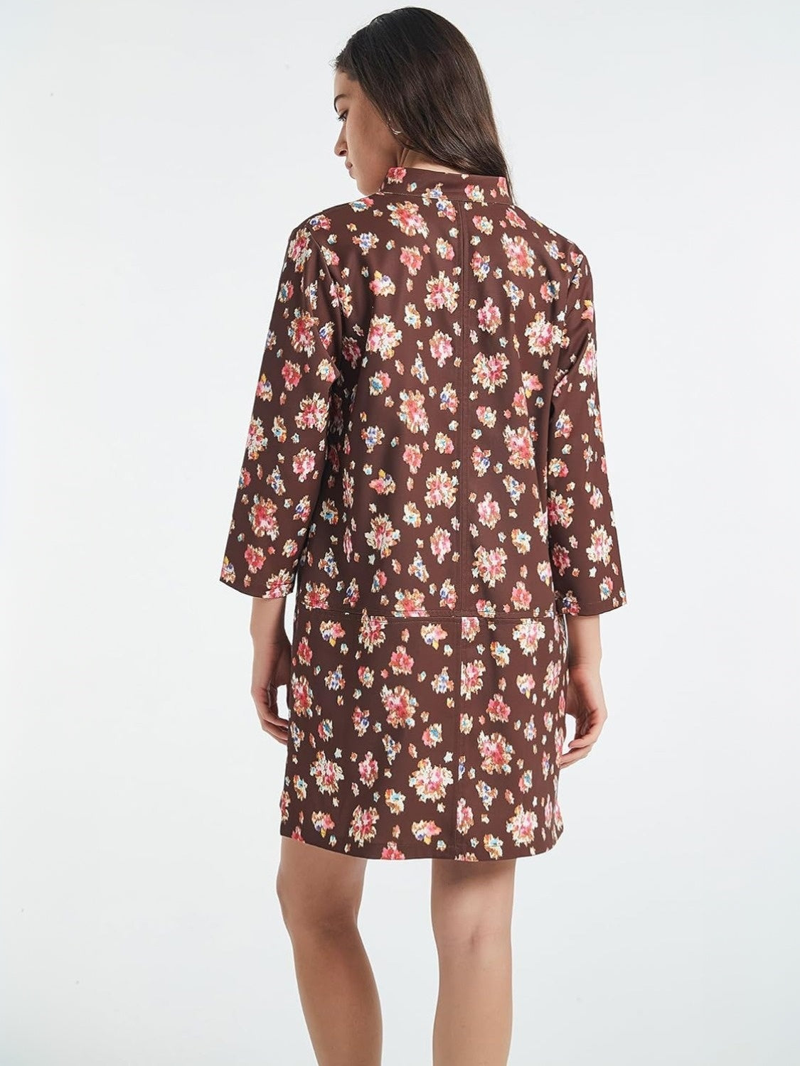D-Sun Floral V Neck Mini Shirt Dress