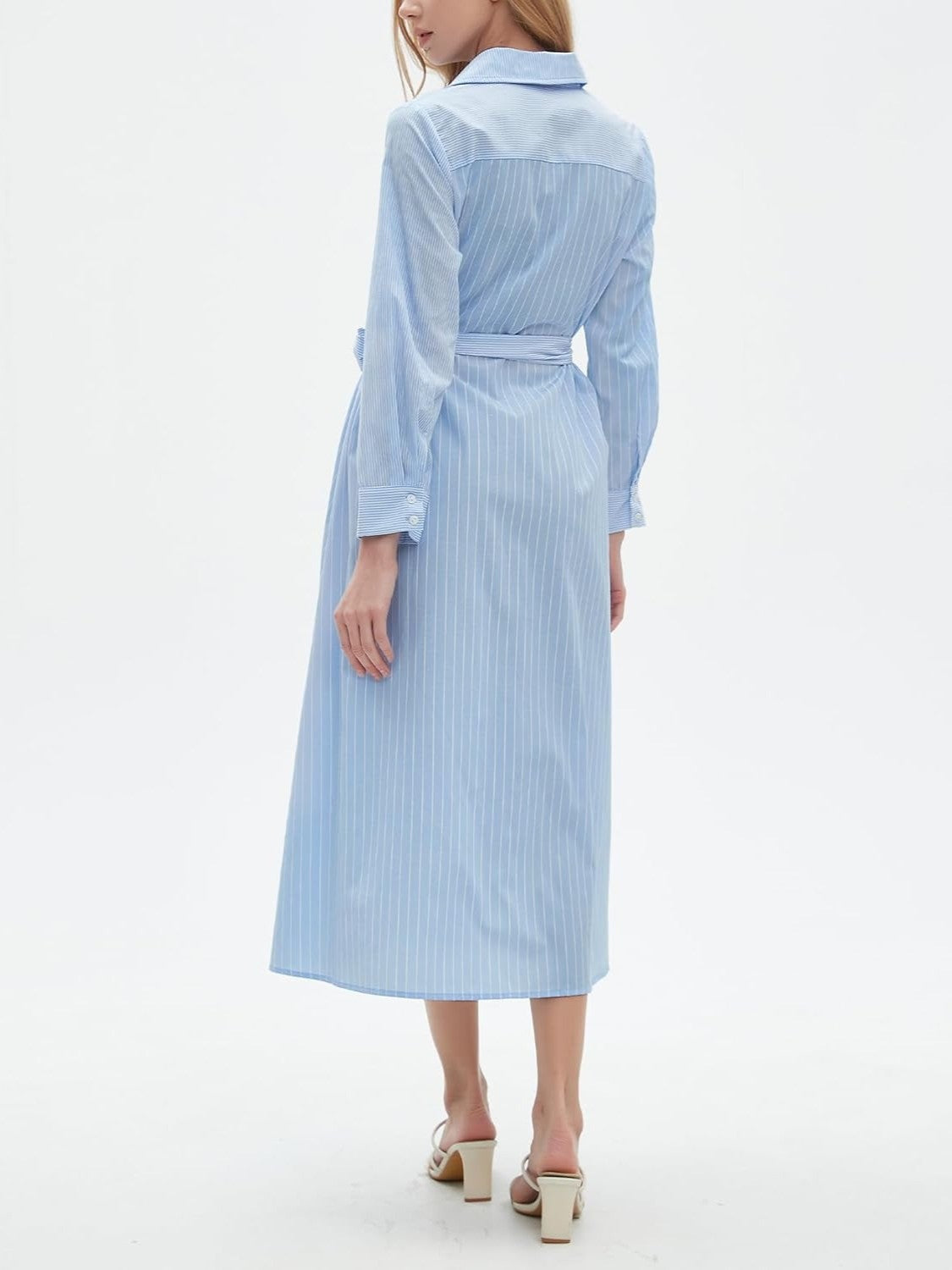 Kedera Long Sleeve Casual Split Shirt Dress