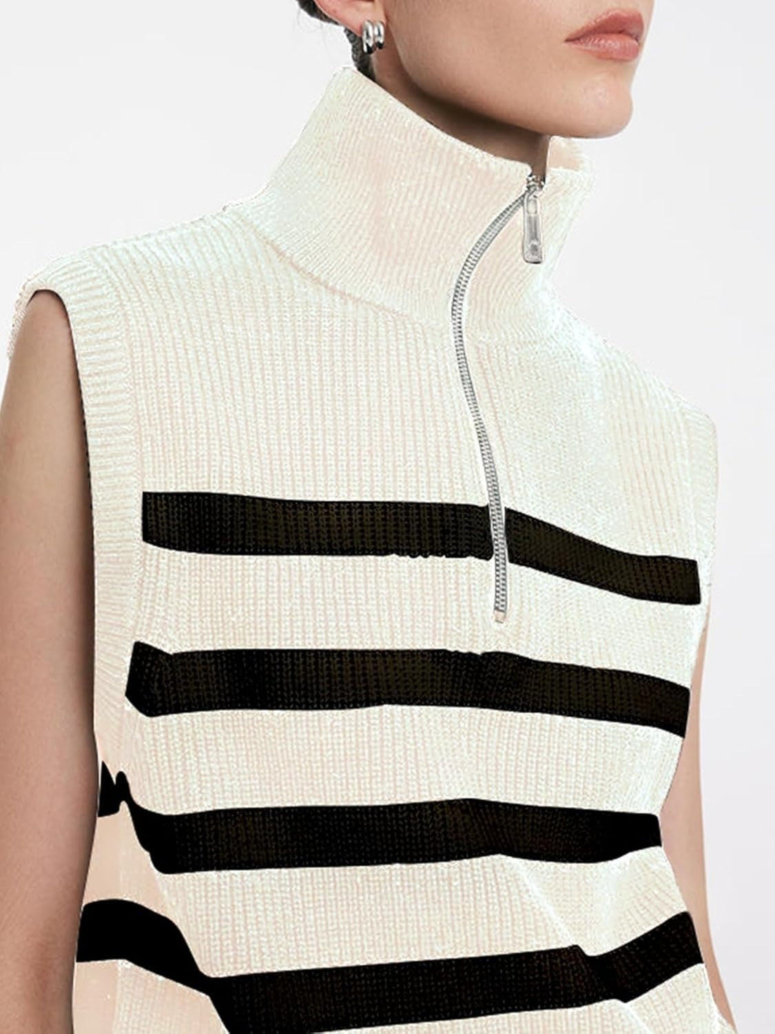 Kedera Sleeveless Striped Knit Sweater Vest