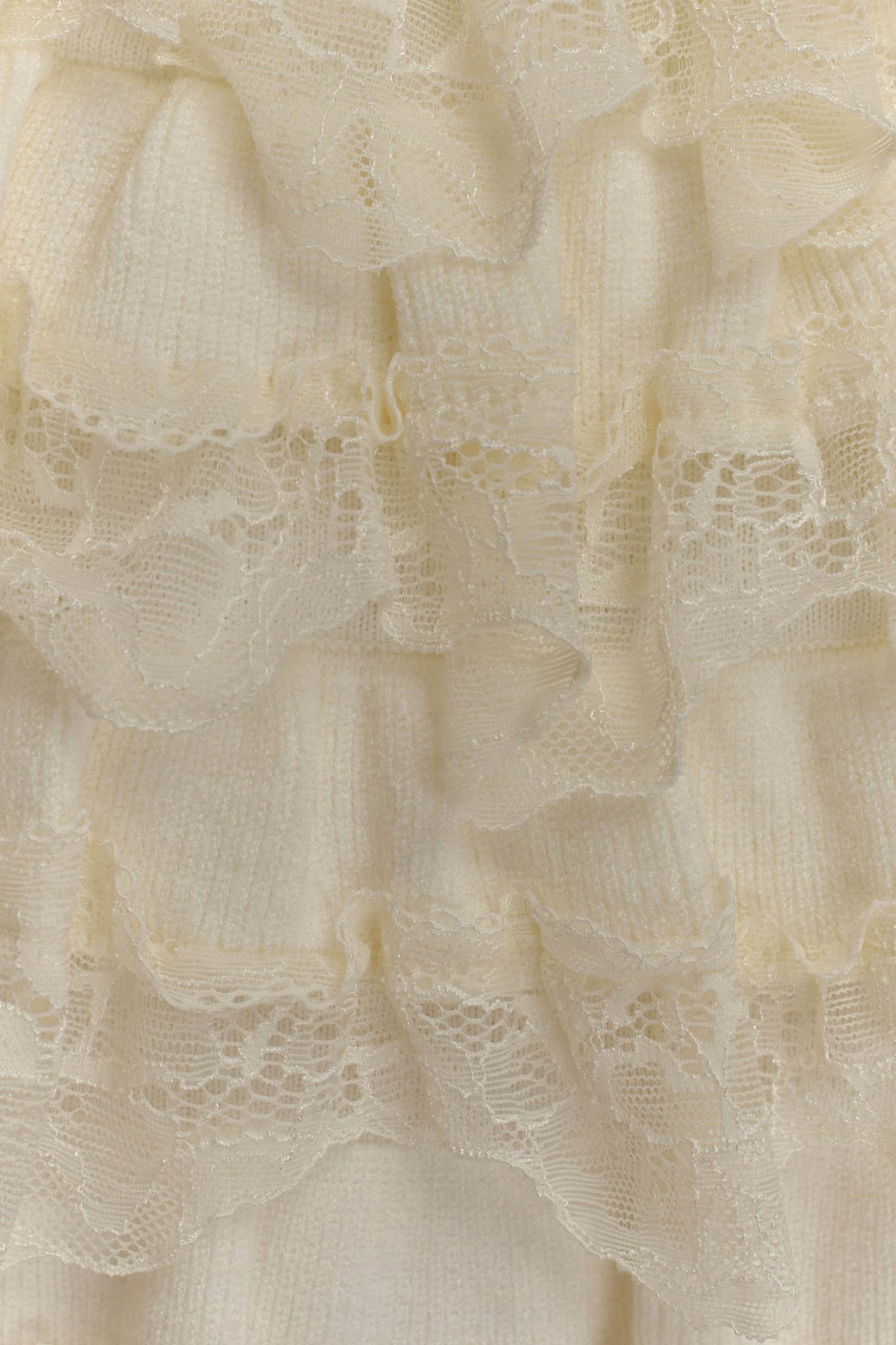 Ezabutus Romantic Ruffle Lace Trim Two-Piece Set – Knit Cami Top & Mini Skort