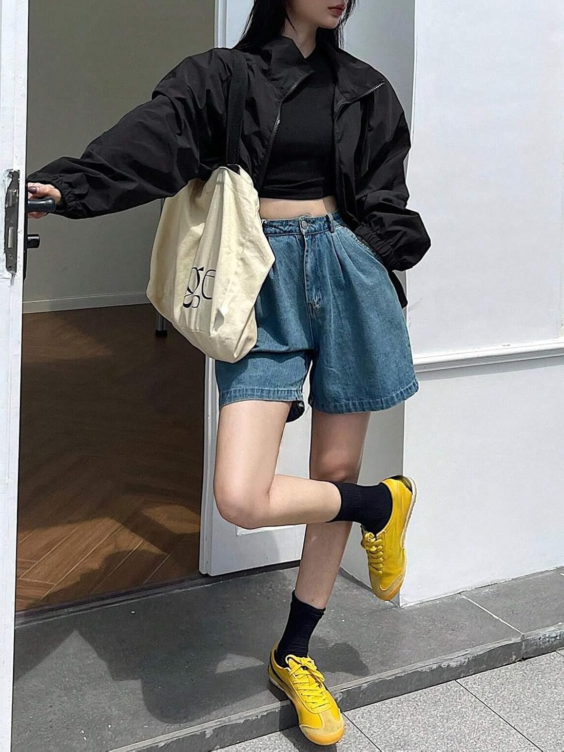 Yexpine Y2K Zip Up Windbreaker Jacket