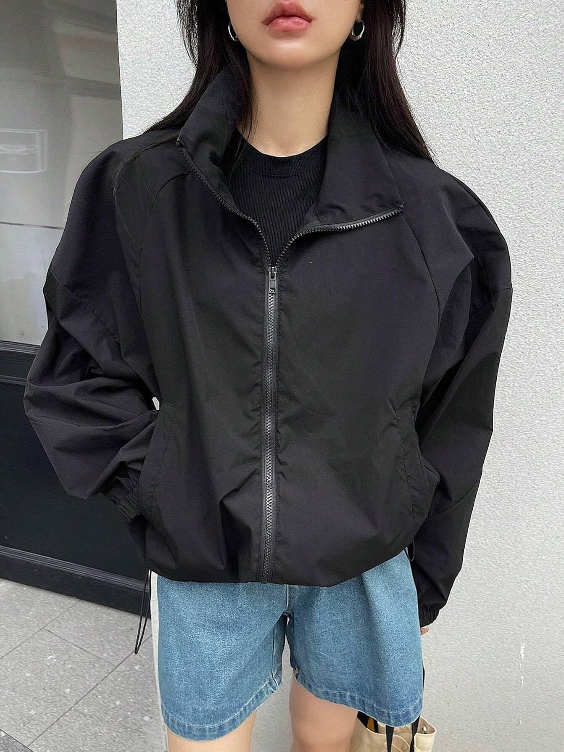 Yexpine Y2K Zip Up Windbreaker Jacket