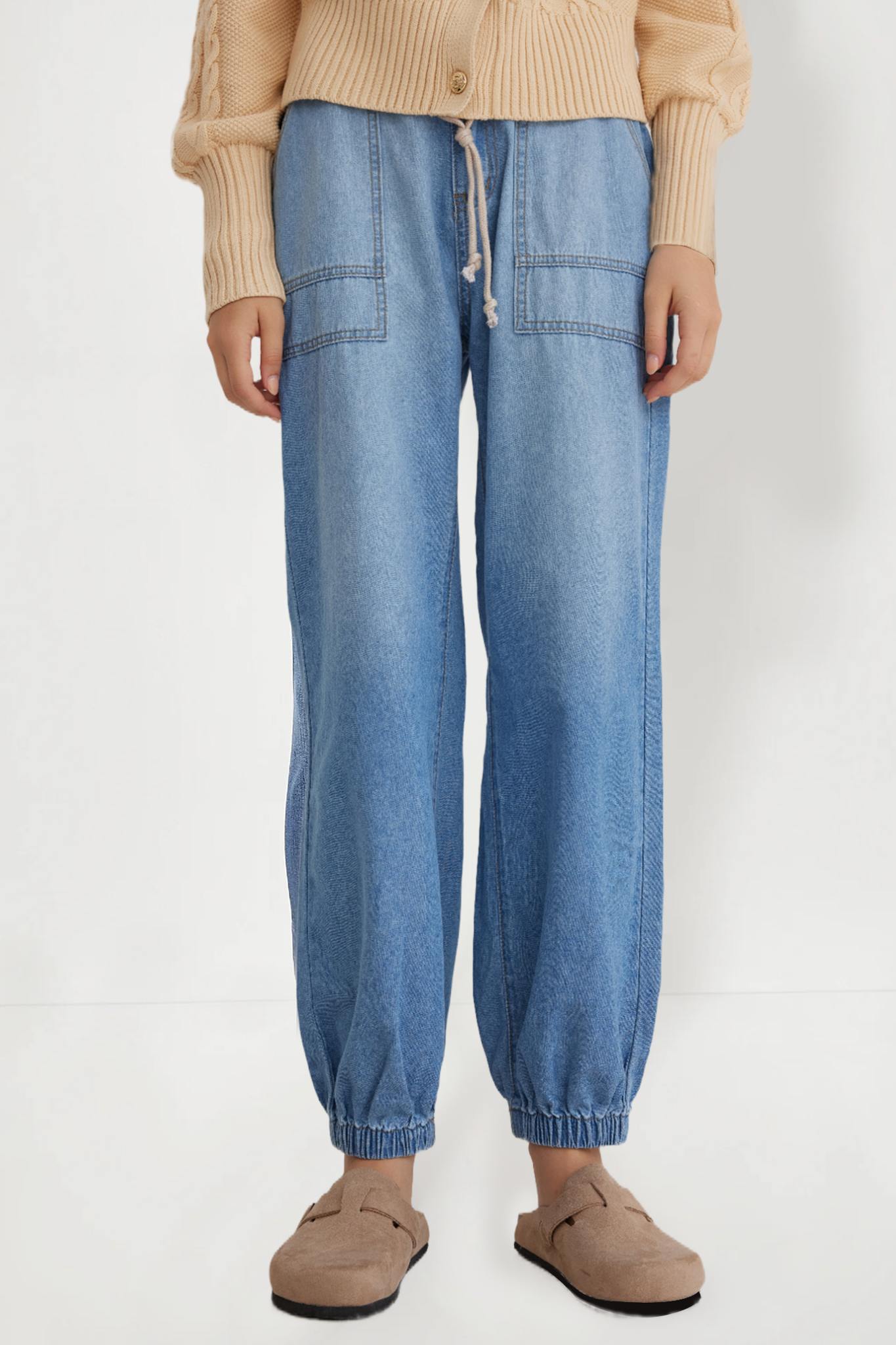 Ezapine Casual Loose Boyfriend Style Barrel Jeans