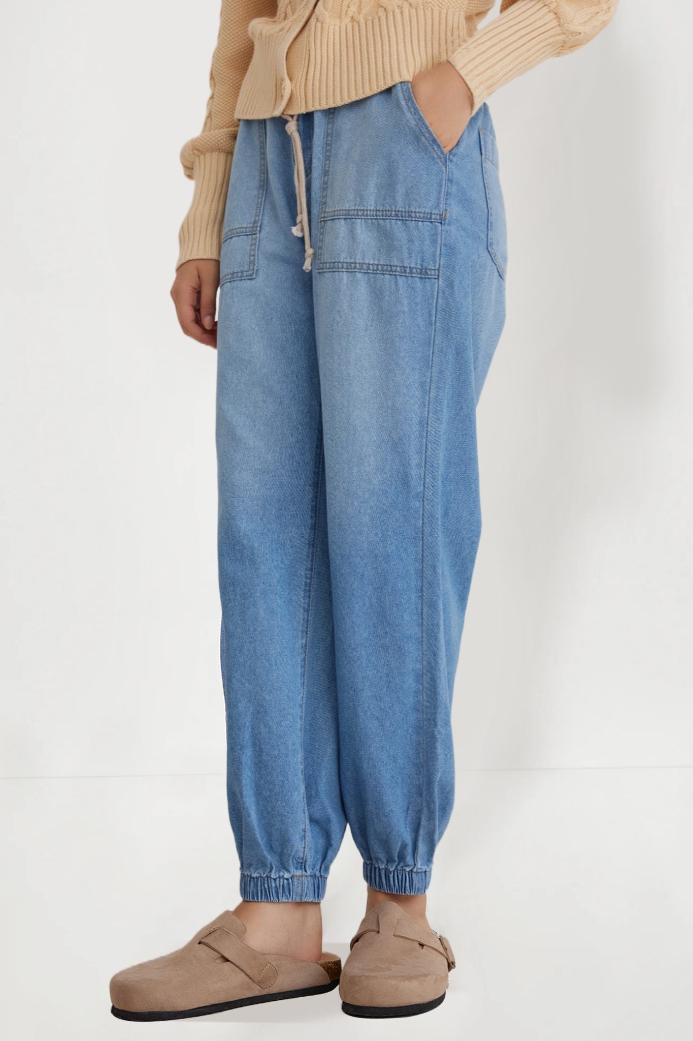 Ezapine Casual Loose Boyfriend Style Barrel Jeans
