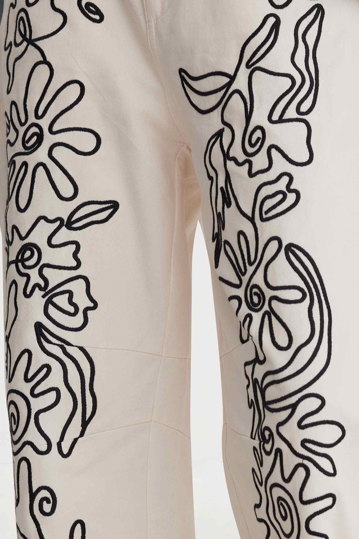 Kedera Mid Rise Embroidered Straight Leg Jeans