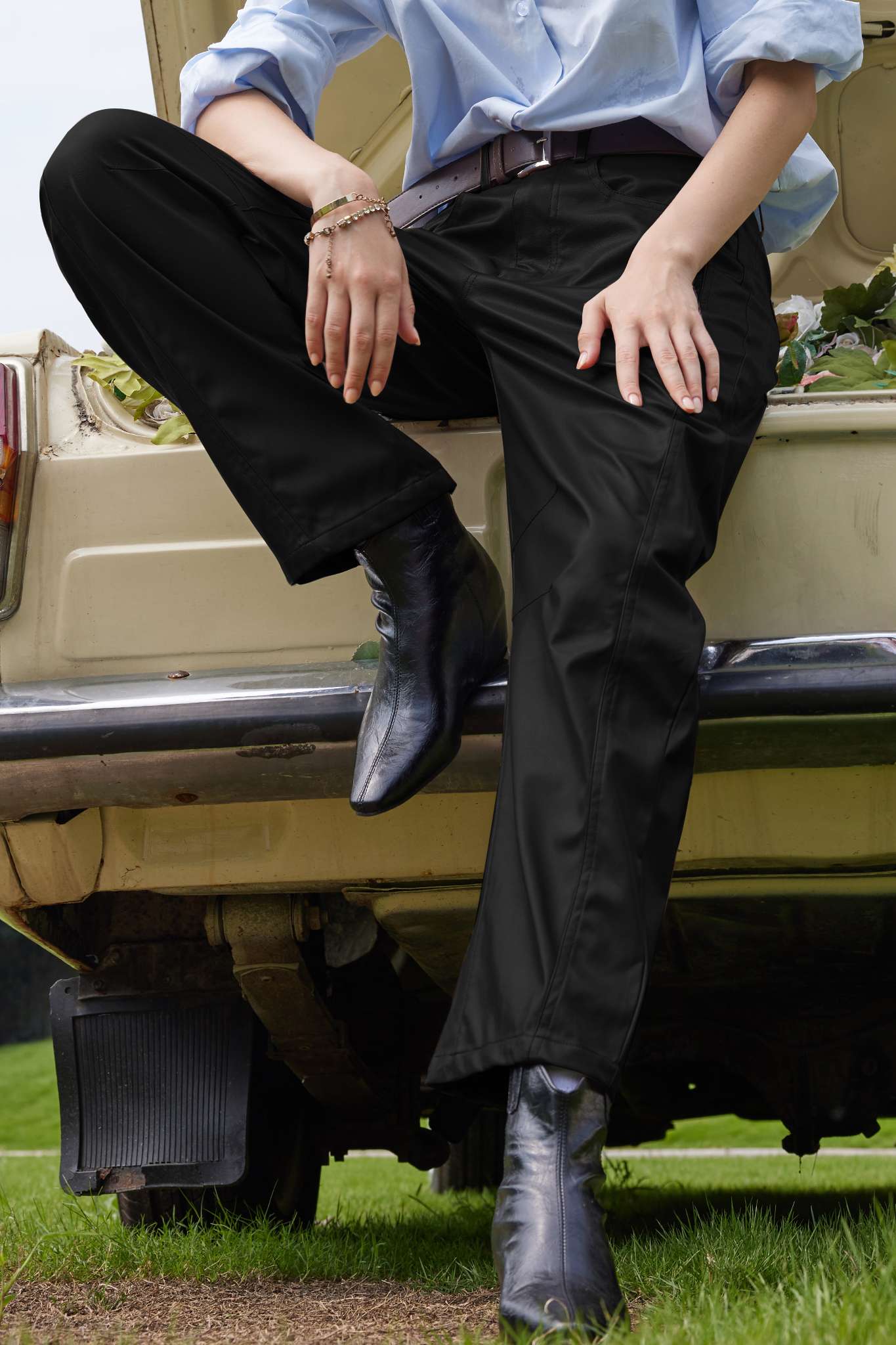 Lifeshe Low Rise Faux Leather Pants