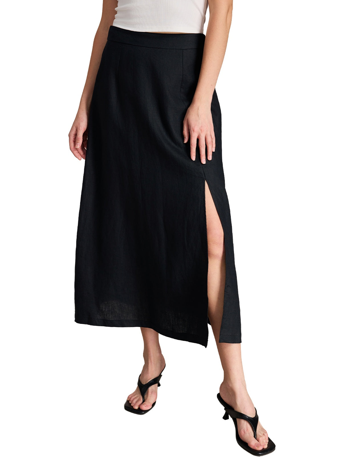 RENATURE Women's 100% Linen Midi Dress Short Sleeve Button Down Shirt Dresses