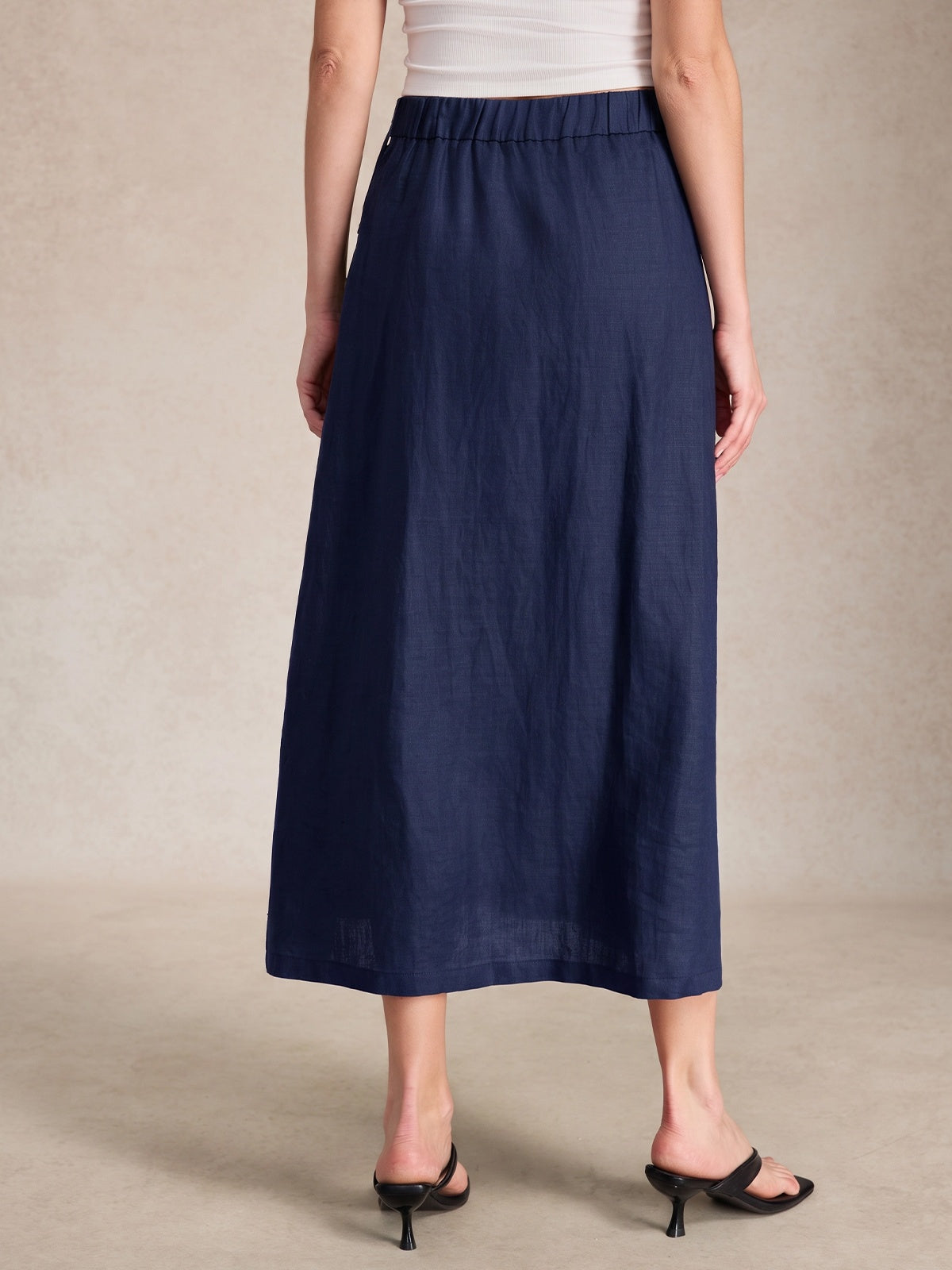 RENATURE Women's 100% Linen Midi Dress Short Sleeve Button Down Shirt Dresses