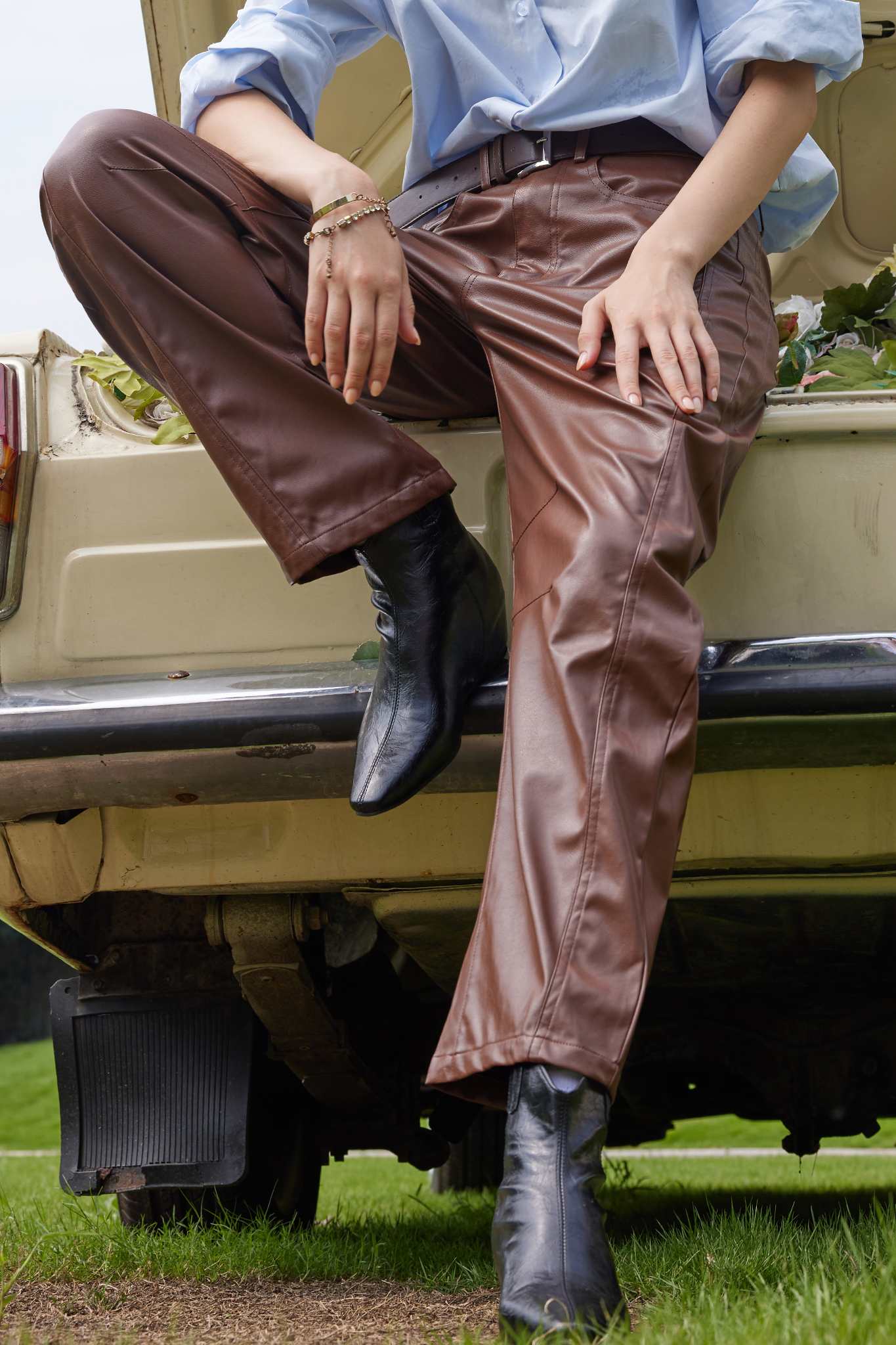 Lifeshe Low Rise Faux Leather Pants