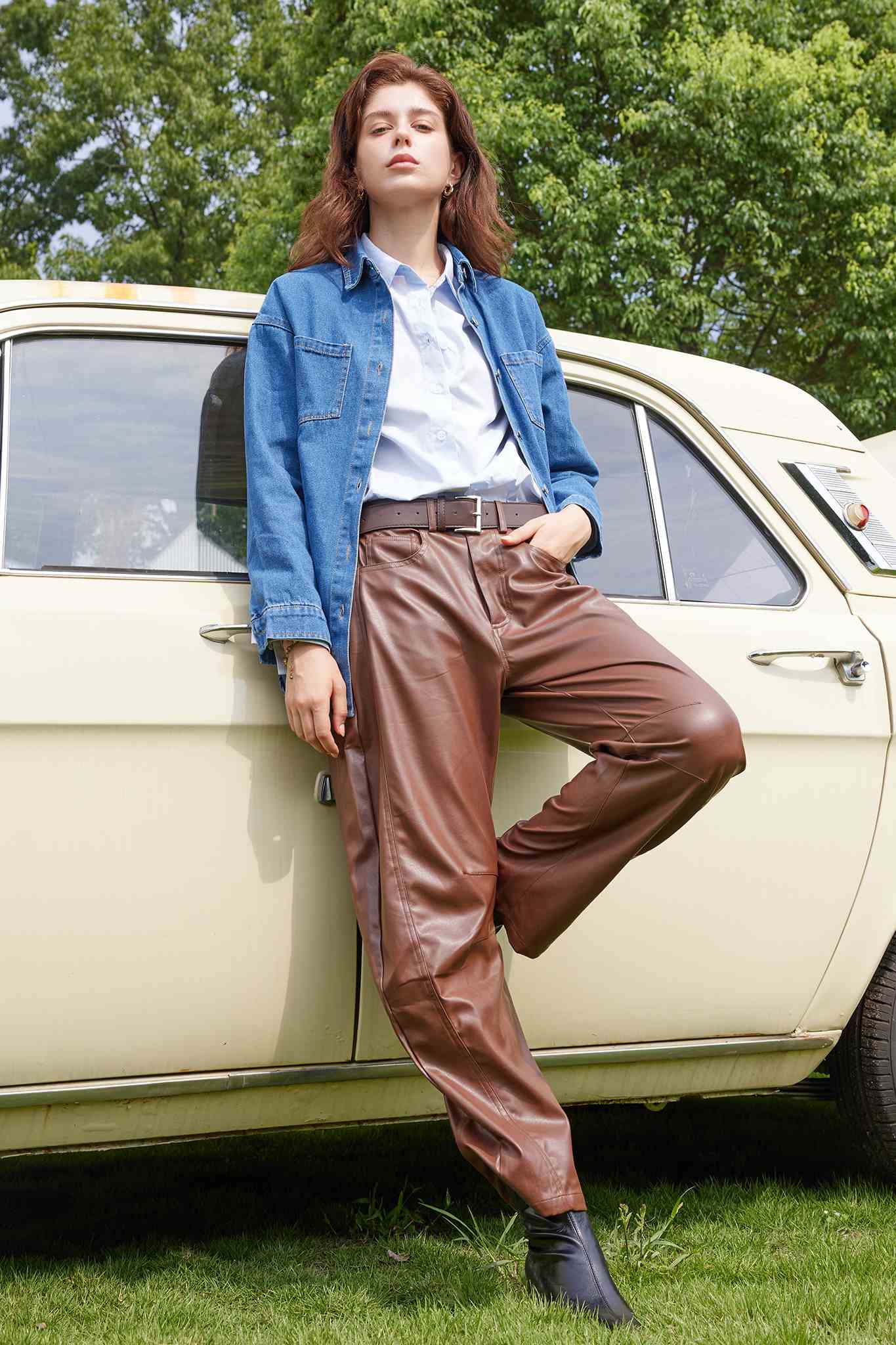 Lifeshe Low Rise Faux Leather Pants