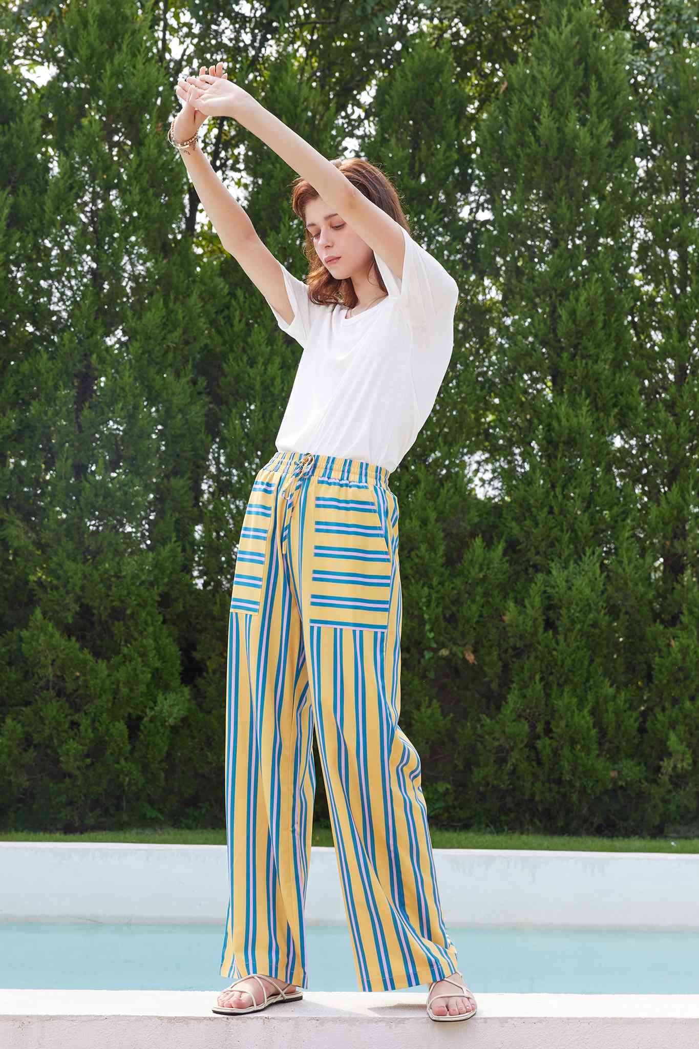 Ezapine High Waist Striped Casual Comfy Pants