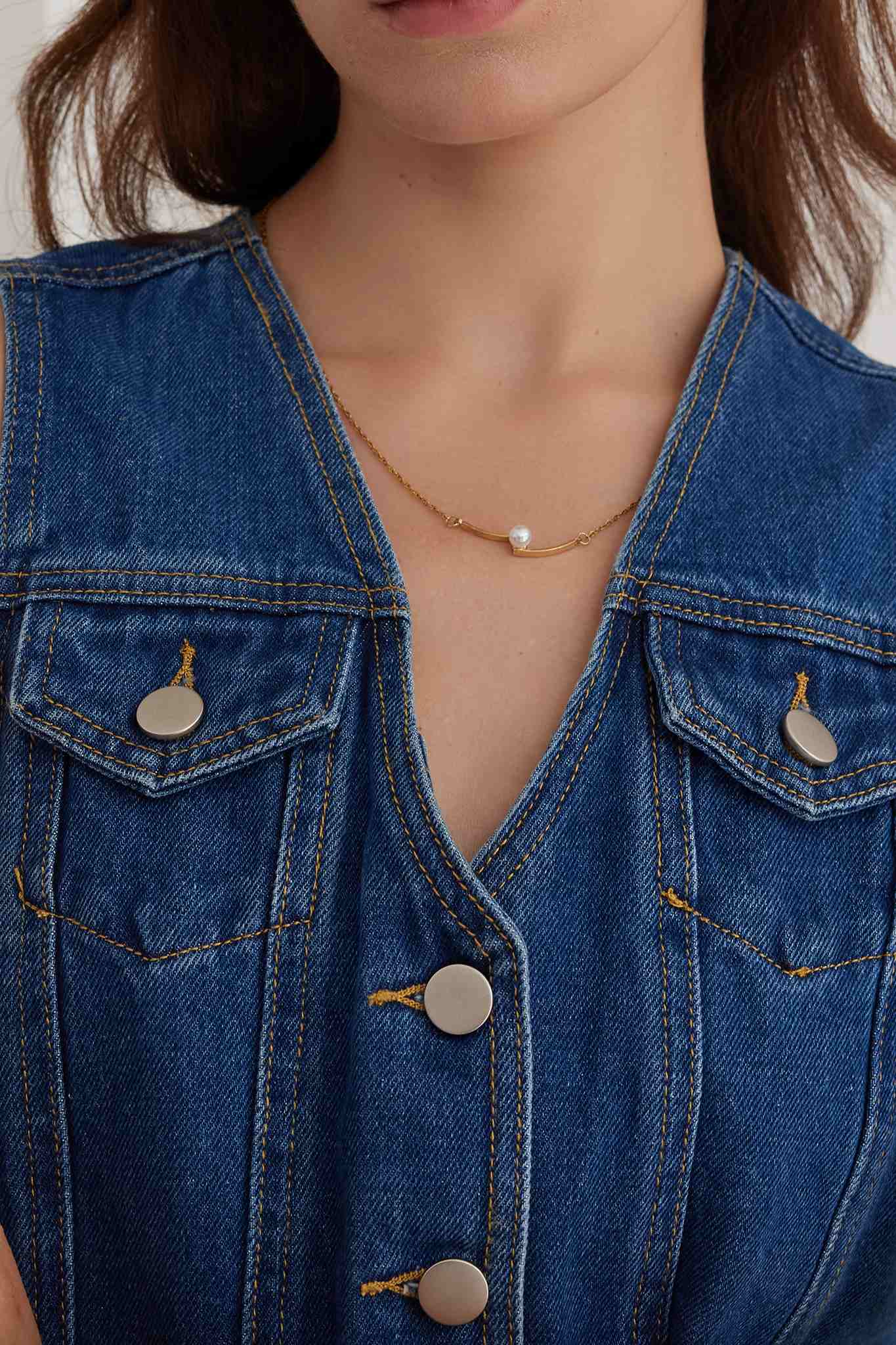 Ladyful V Neck Sleeveless Denim Vest