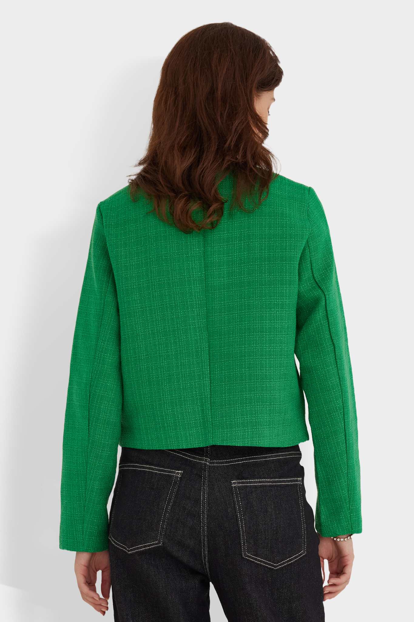 Lifeshe Crew Neck Vintage Tweed Jacket