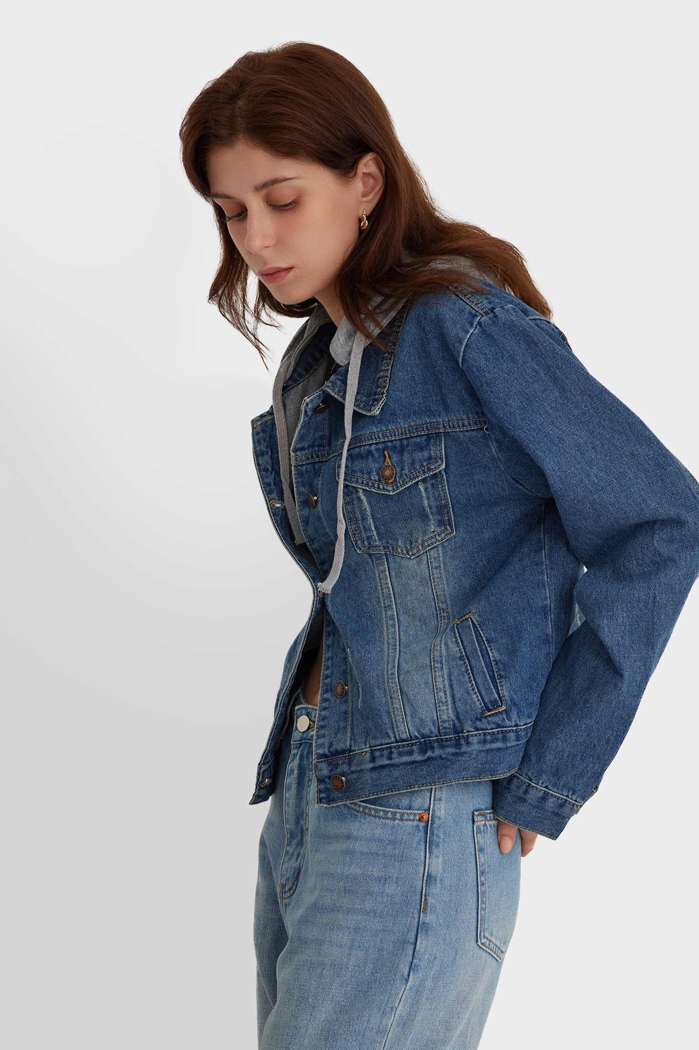 LIfeshe Casual Detachable Hoodie Denim Jacket