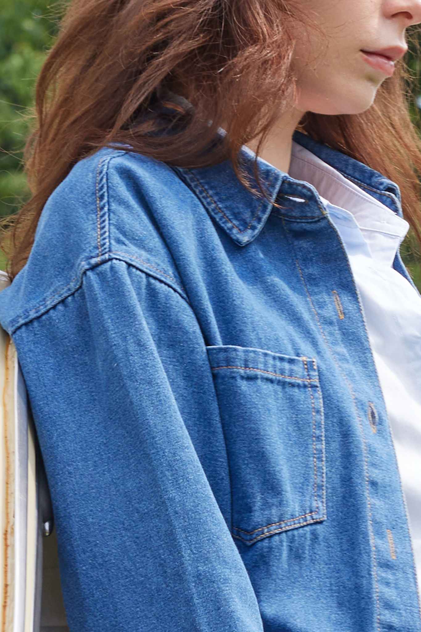 Lifeshe Oversized Boyfriend Denim Jacket Shirt
