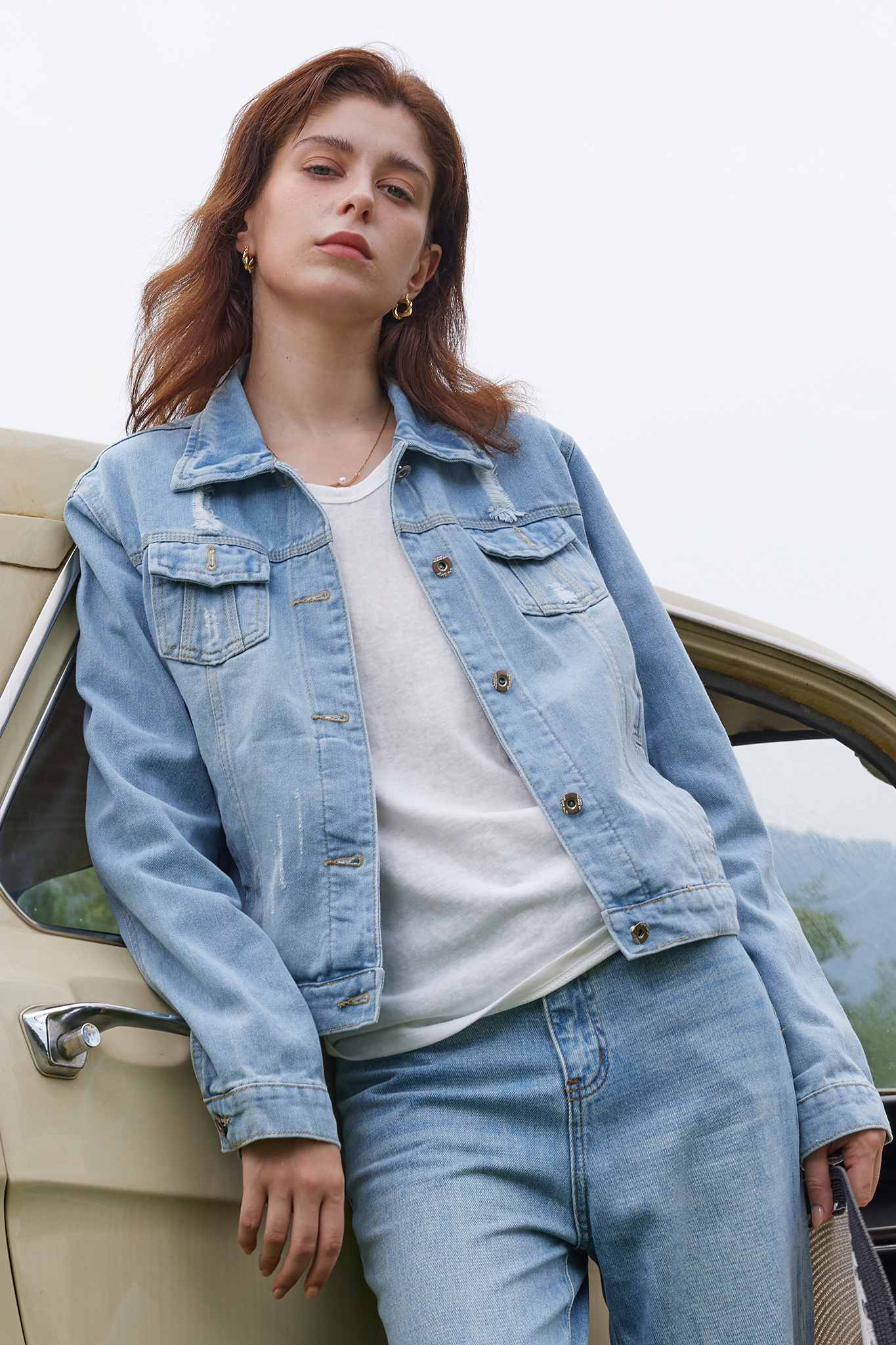 Kedera Ripped Long Sleeve Denim Jackets