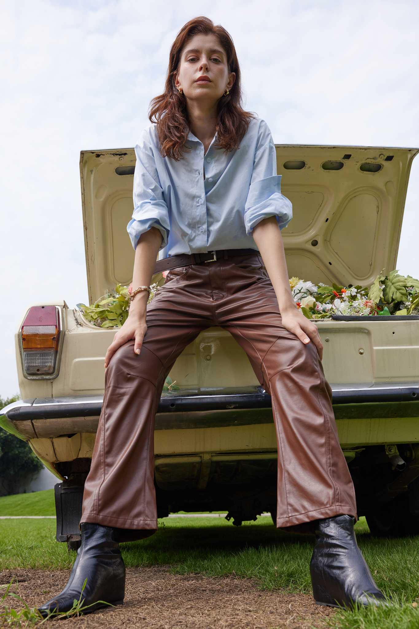 Lifeshe Low Rise Faux Leather Pants