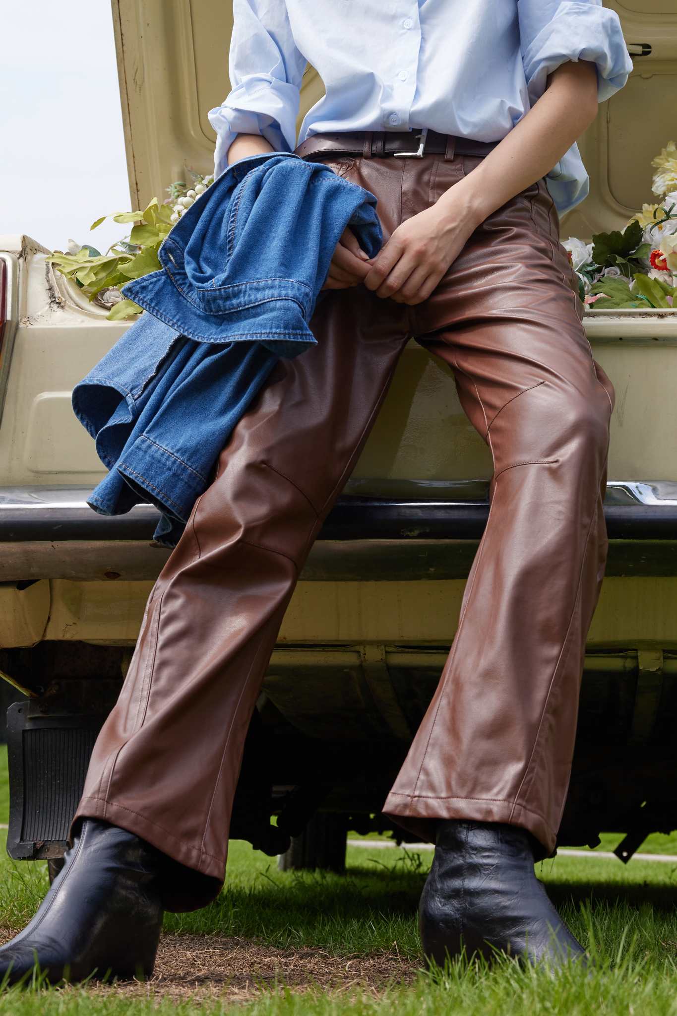 Lifeshe Low Rise Faux Leather Pants