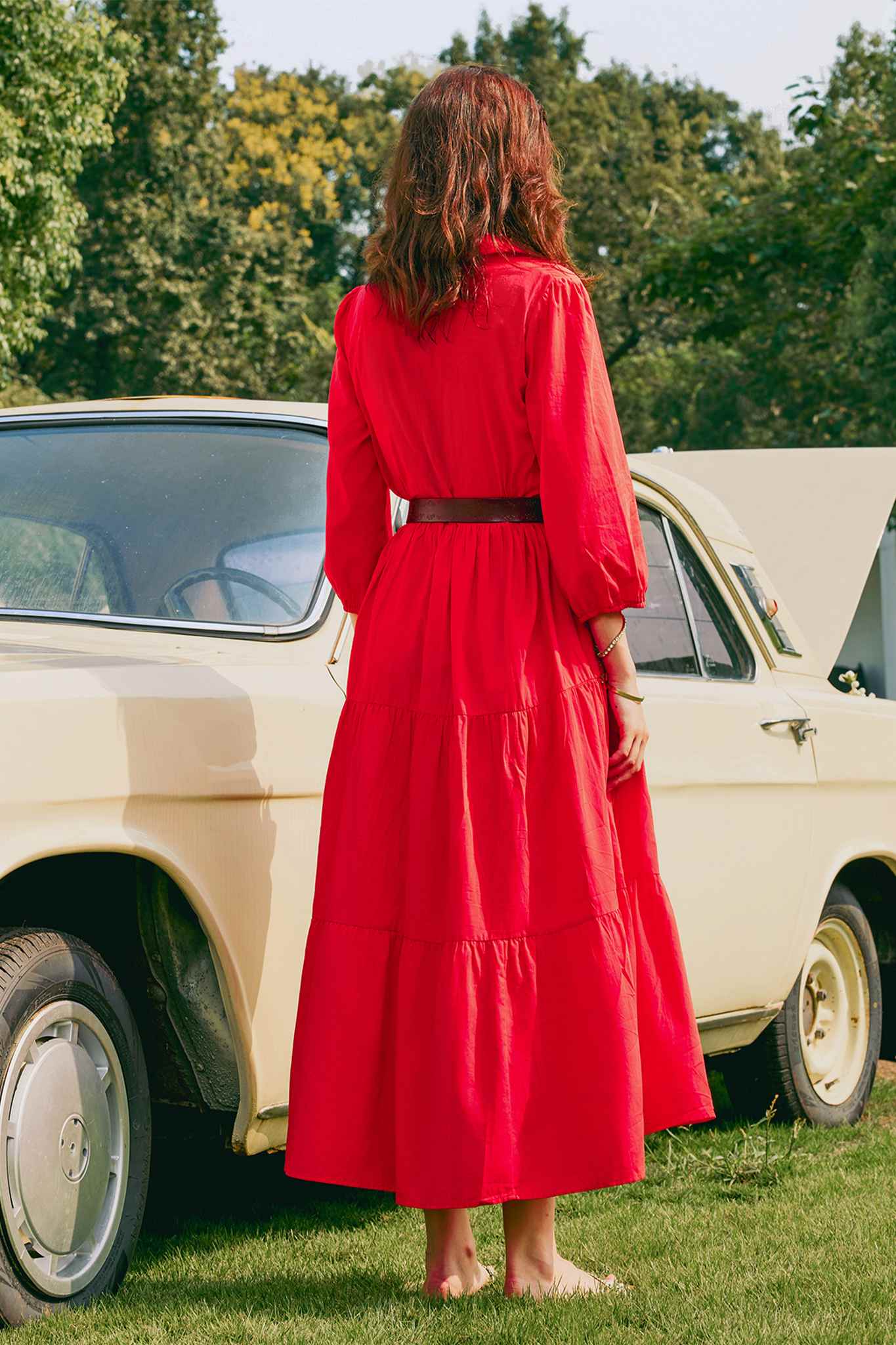 Yexpine Casual V Neck Flowy Maxi Dresses