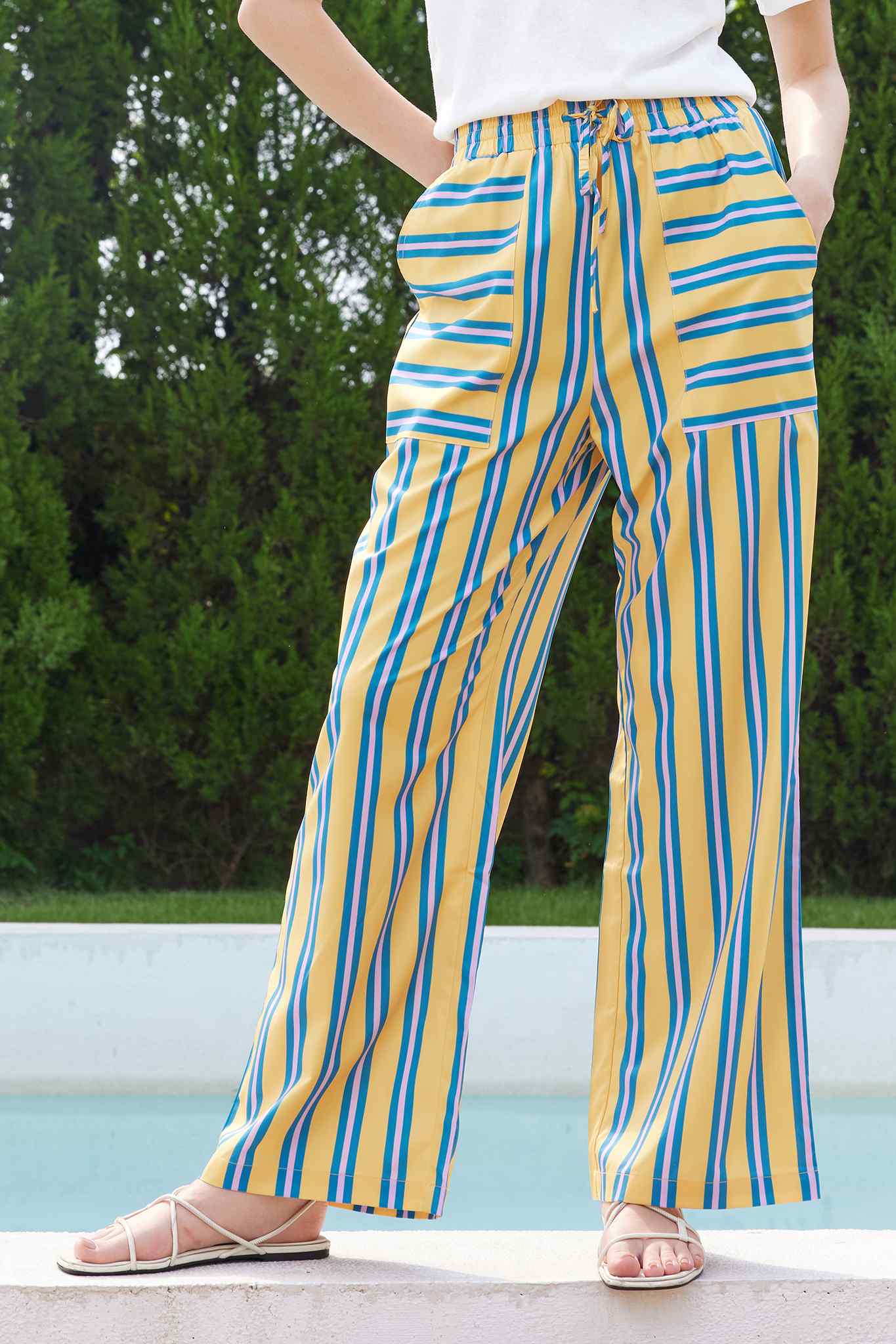 Ezapine High Waist Striped Casual Comfy Pants