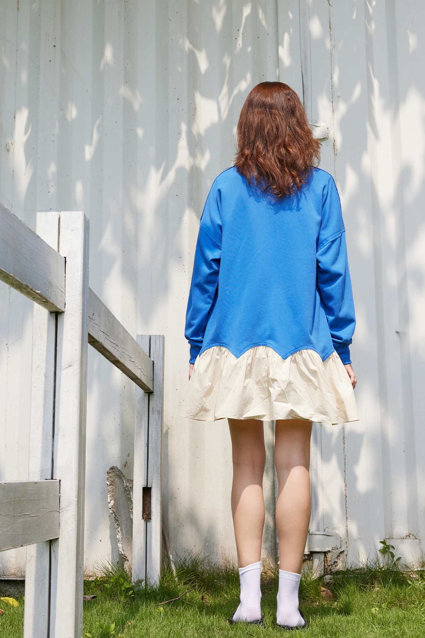 Dsun Oversized Sweatshirt With Ruffle Hem