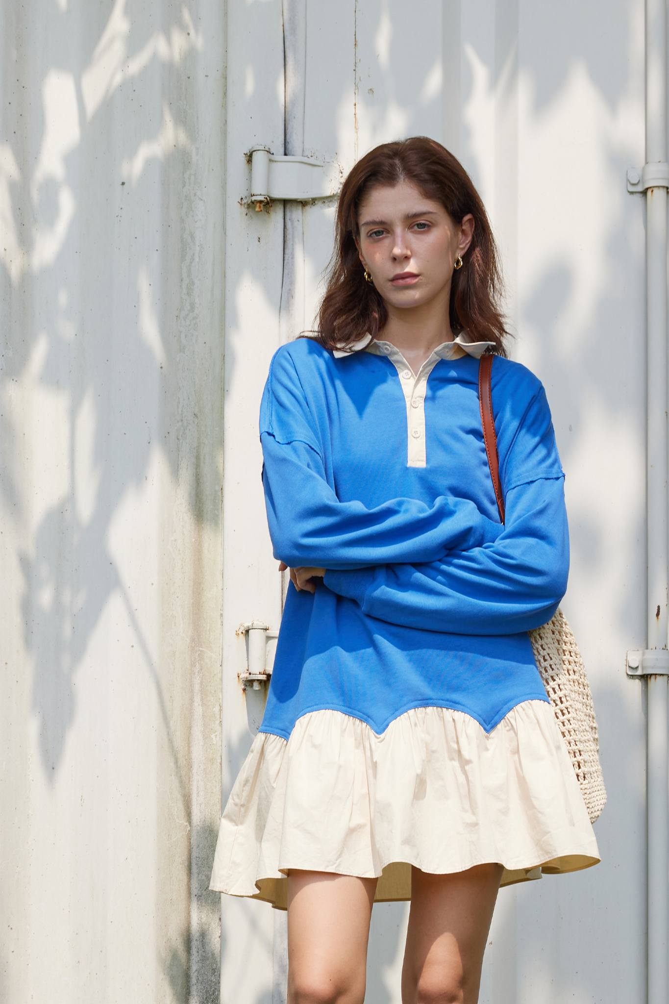 Dsun Oversized Sweatshirt With Ruffle Hem