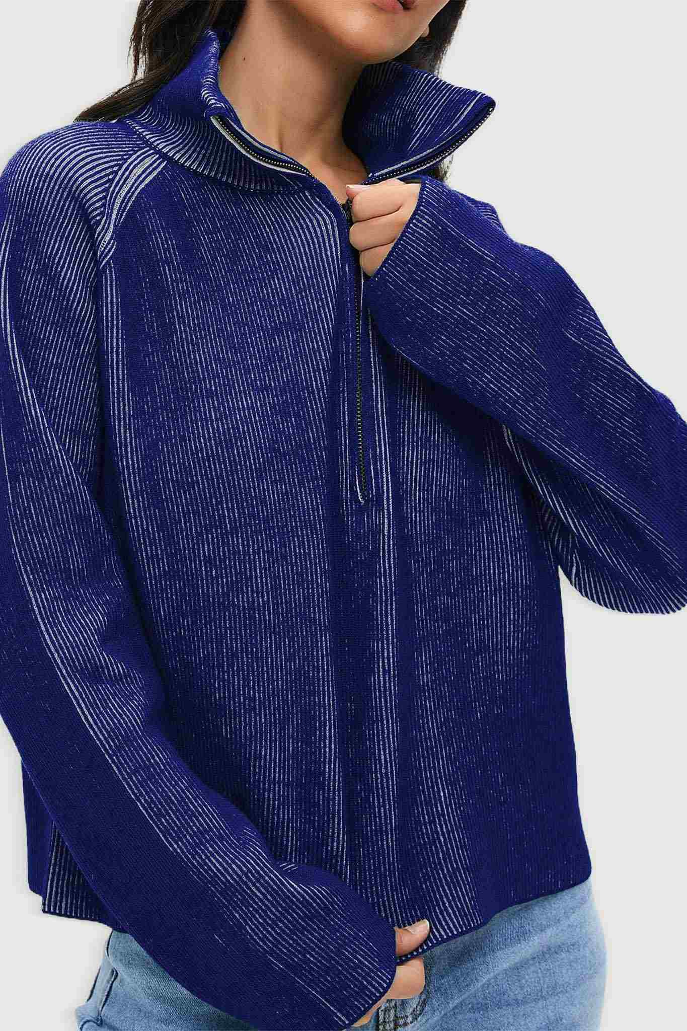 Ladyful Women's Cropped Half Zip Pullover Sweater