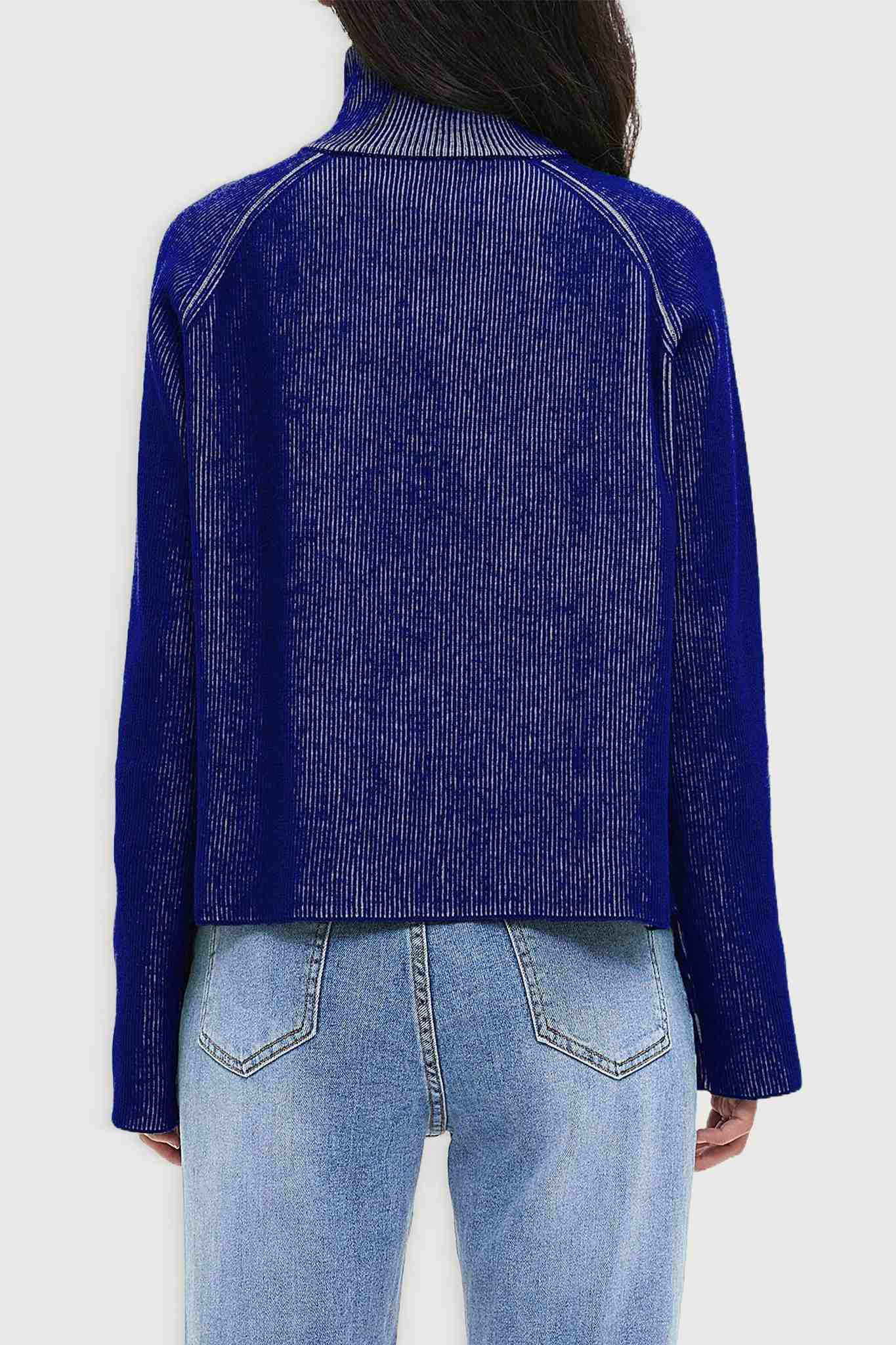 Ladyful Women's Cropped Half Zip Pullover Sweater