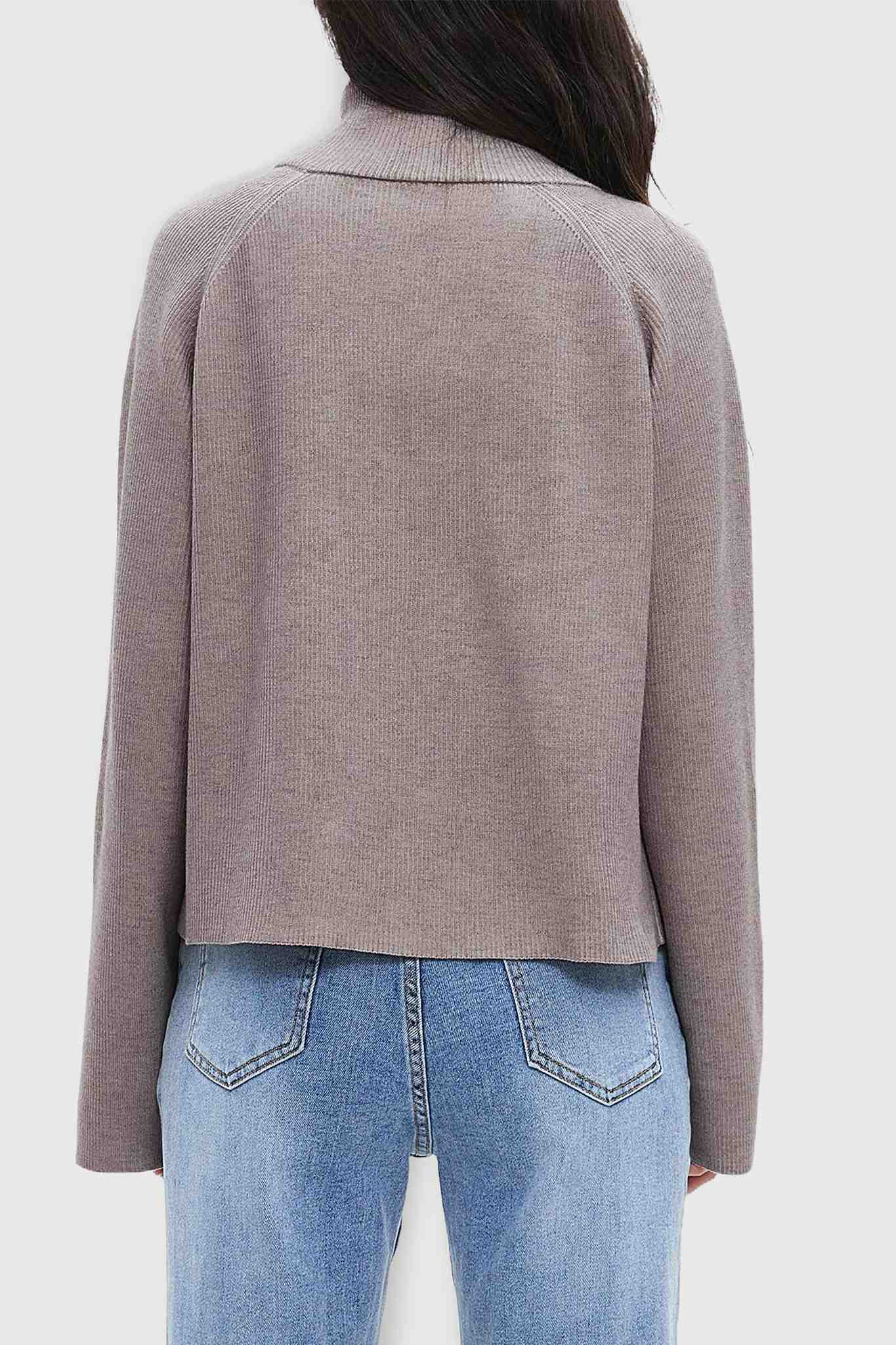 Ladyful Women's Cropped Half Zip Pullover Sweater