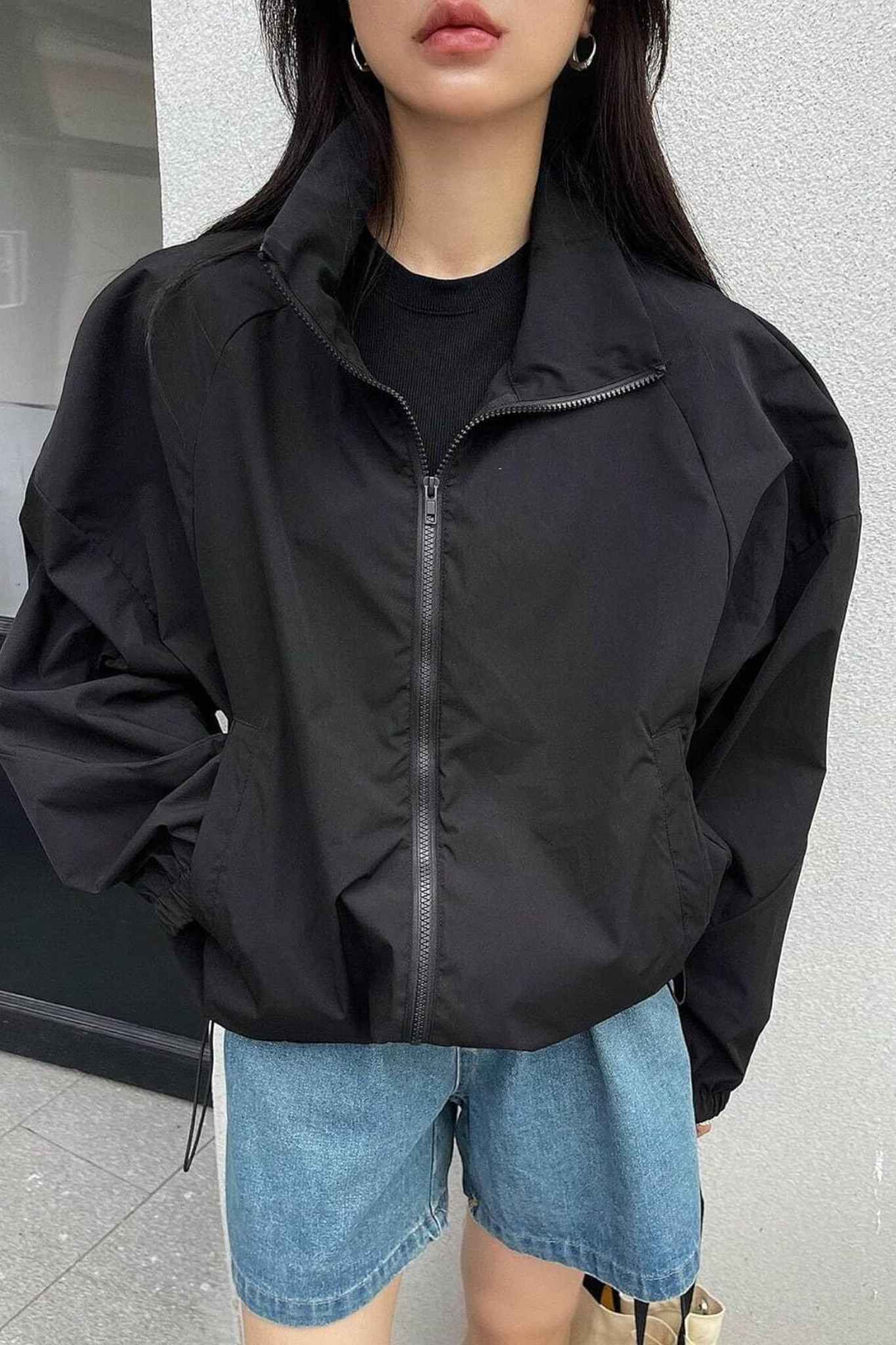 Yexpine Y2K Zip Up Windbreaker Jacket