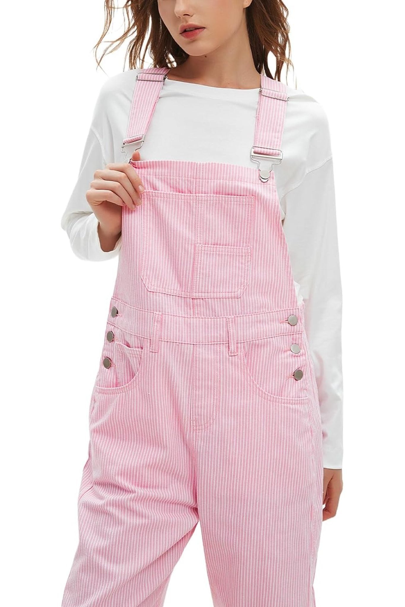 Dsun Vintage Relaxed Fit Denim Overalls | Striped And Solid Wide Leg Dungarees