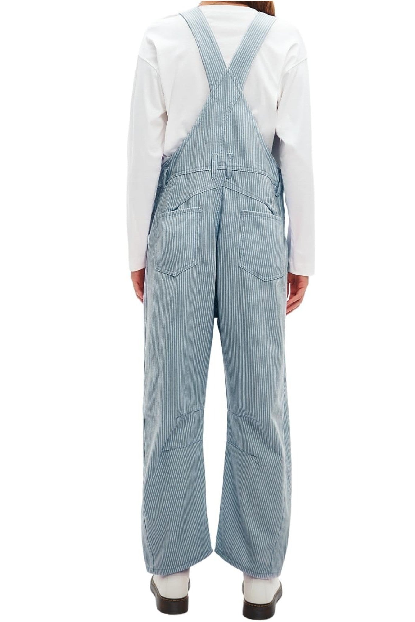 Dsun Vintage Relaxed Fit Denim Overalls | Striped And Solid Wide Leg Dungarees