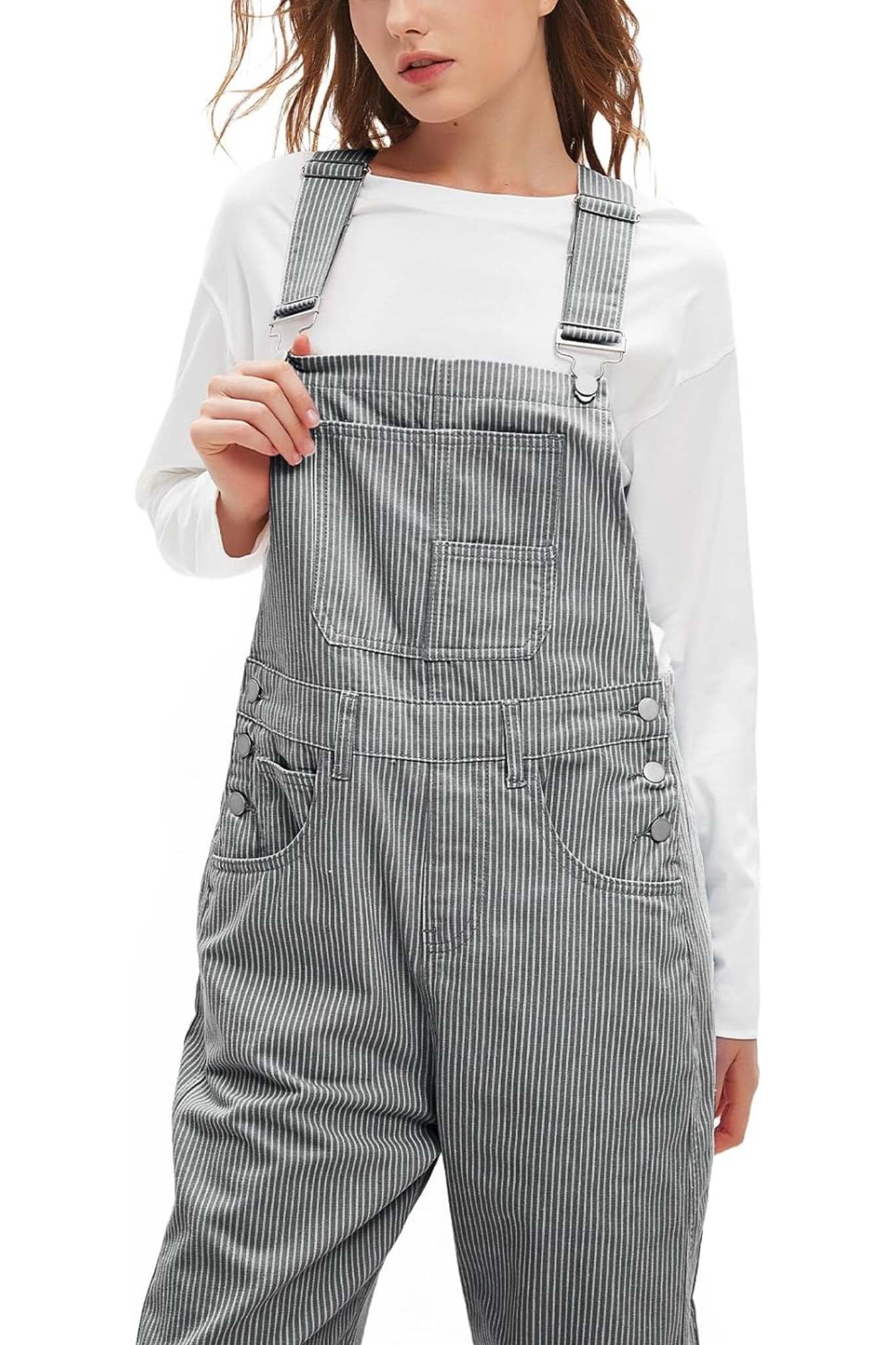Dsun Vintage Relaxed Fit Denim Overalls | Striped And Solid Wide Leg Dungarees