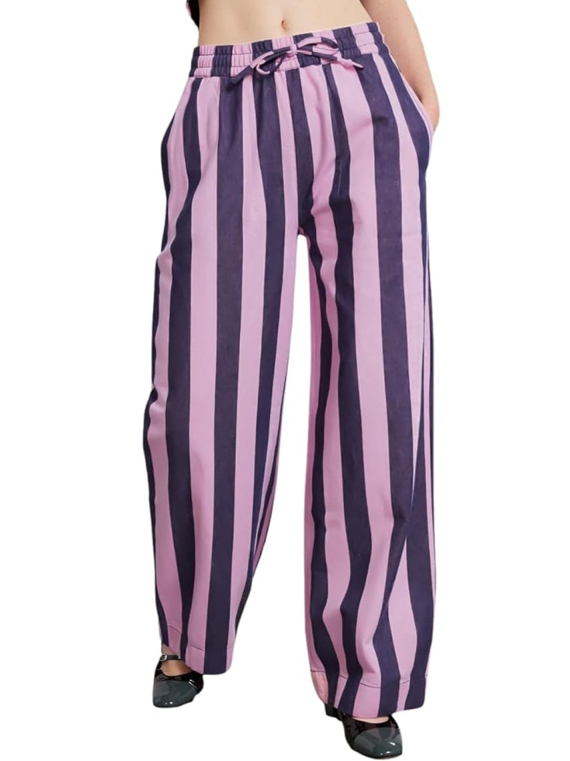 LIfeshe Elastic Waist Baggy Pants With Drawstring