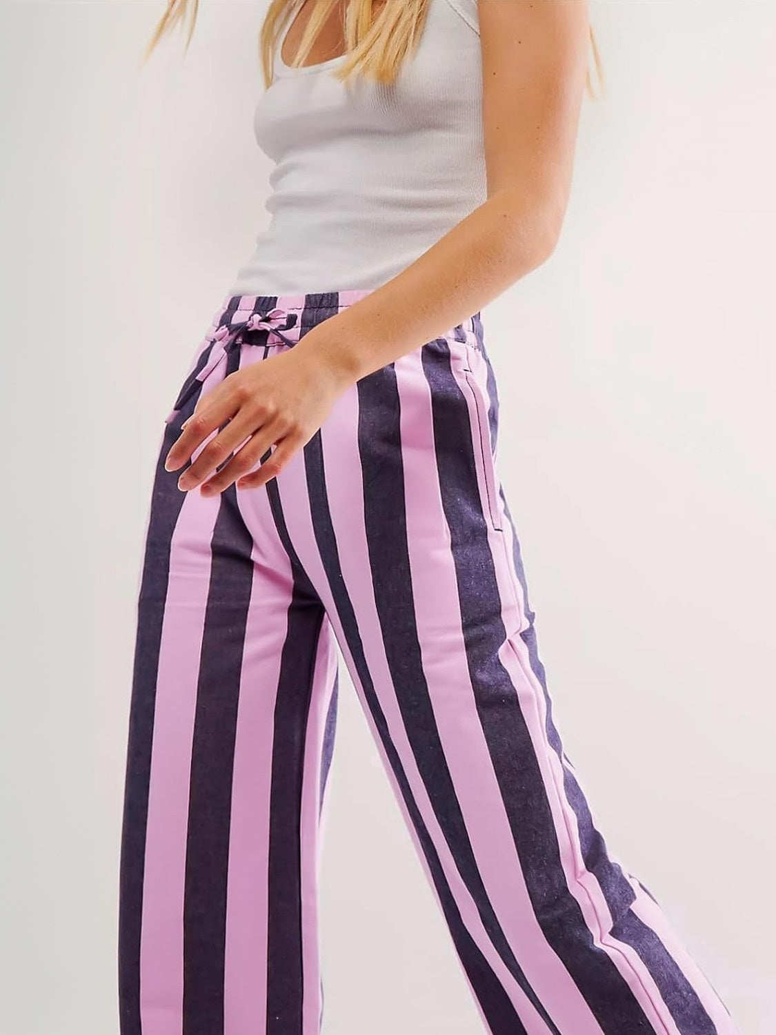 LIfeshe Elastic Waist Baggy Pants With Drawstring