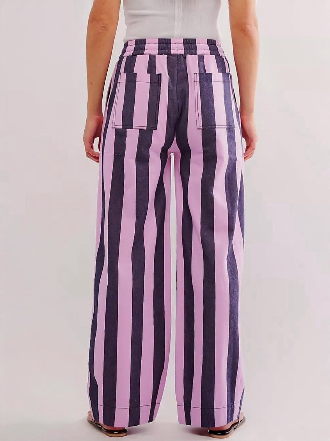 LIfeshe Elastic Waist Baggy Pants With Drawstring