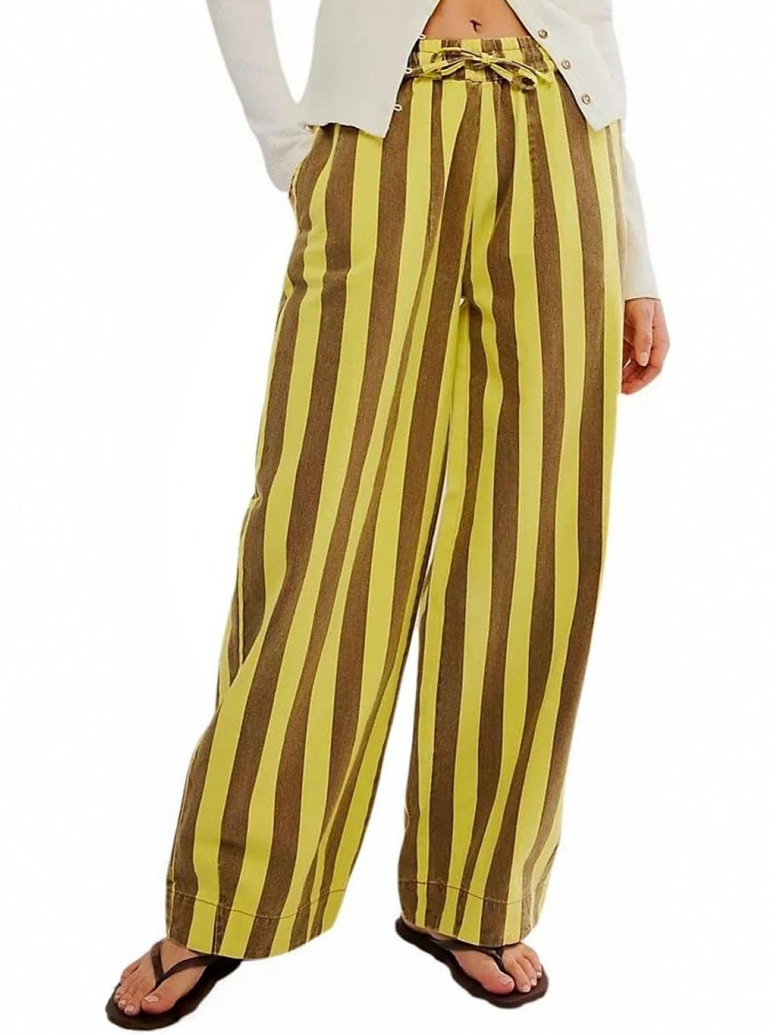 LIfeshe Elastic Waist Baggy Pants With Drawstring