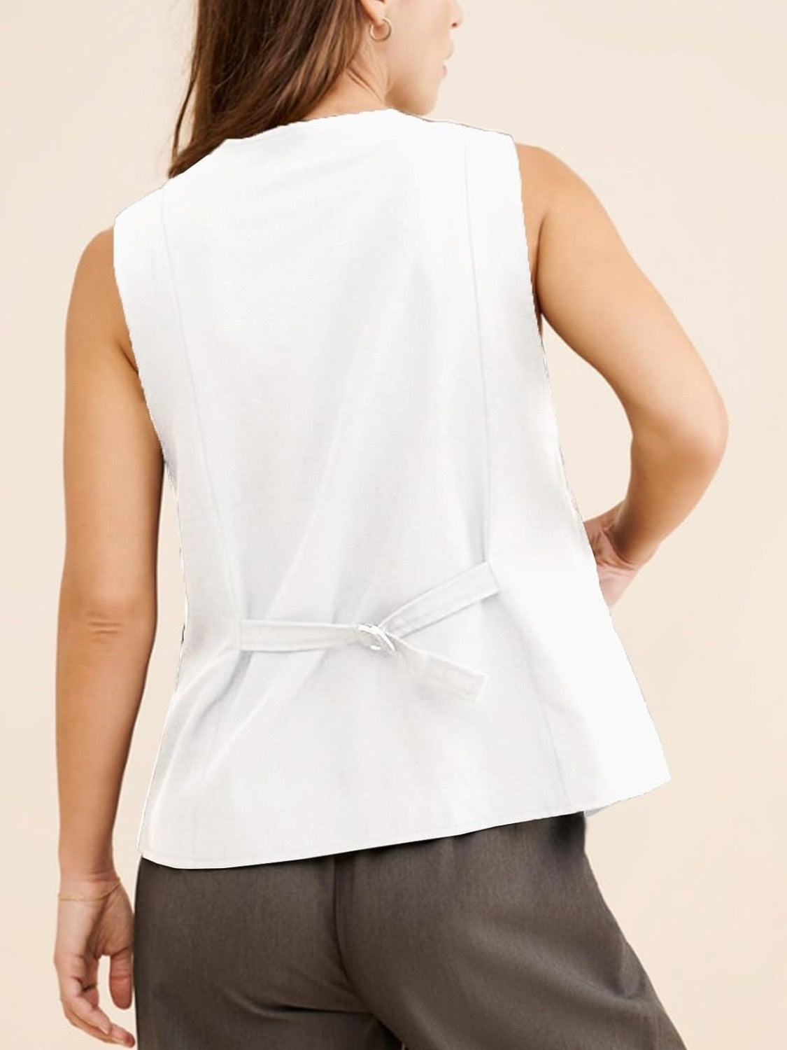 Ladyful Sleeveless Tie Front Blazer Vest