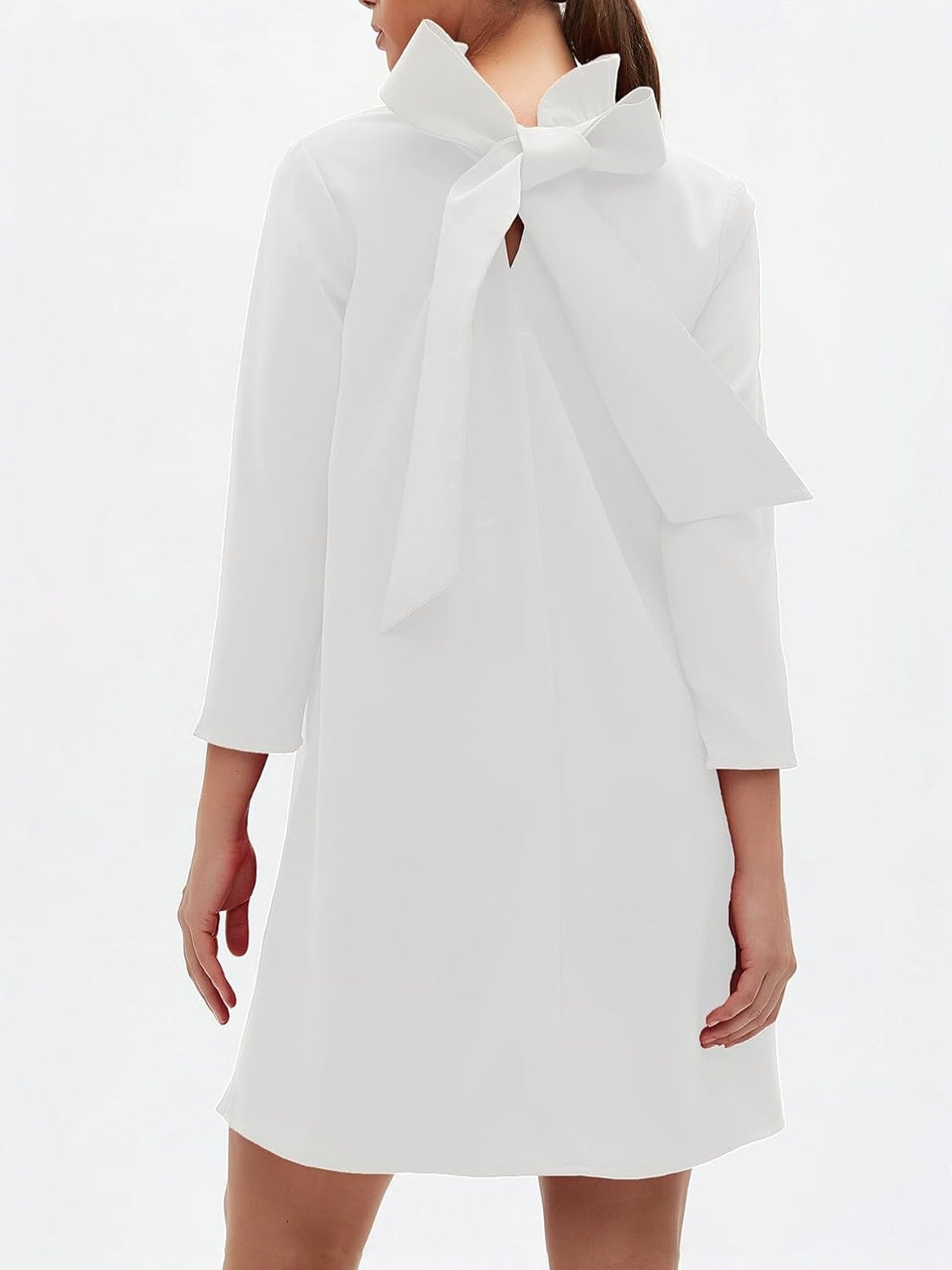 Kedera Elegant Mock Neck Bow Ruffle Dress