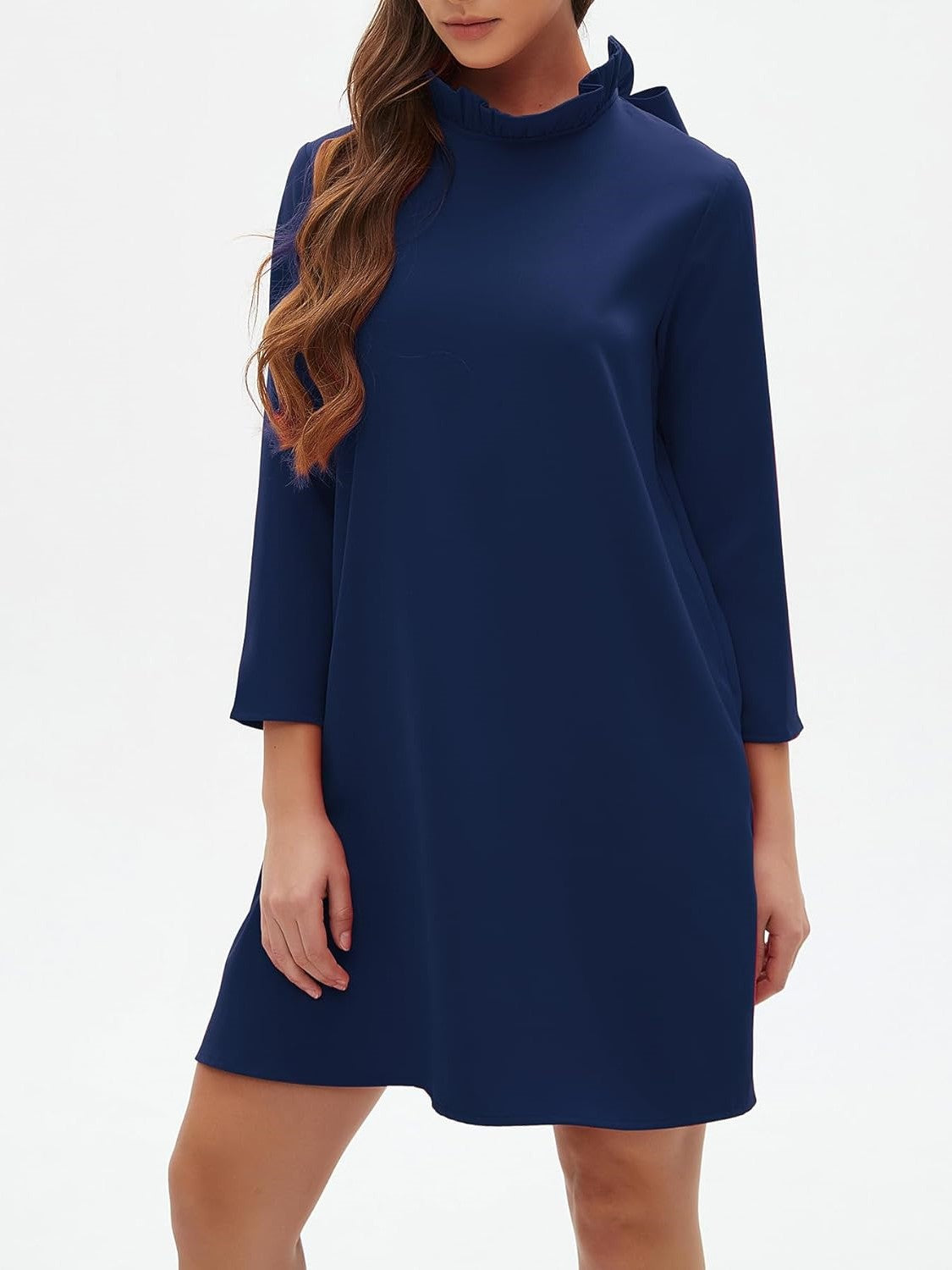 Kedera Elegant Mock Neck Bow Ruffle Dress
