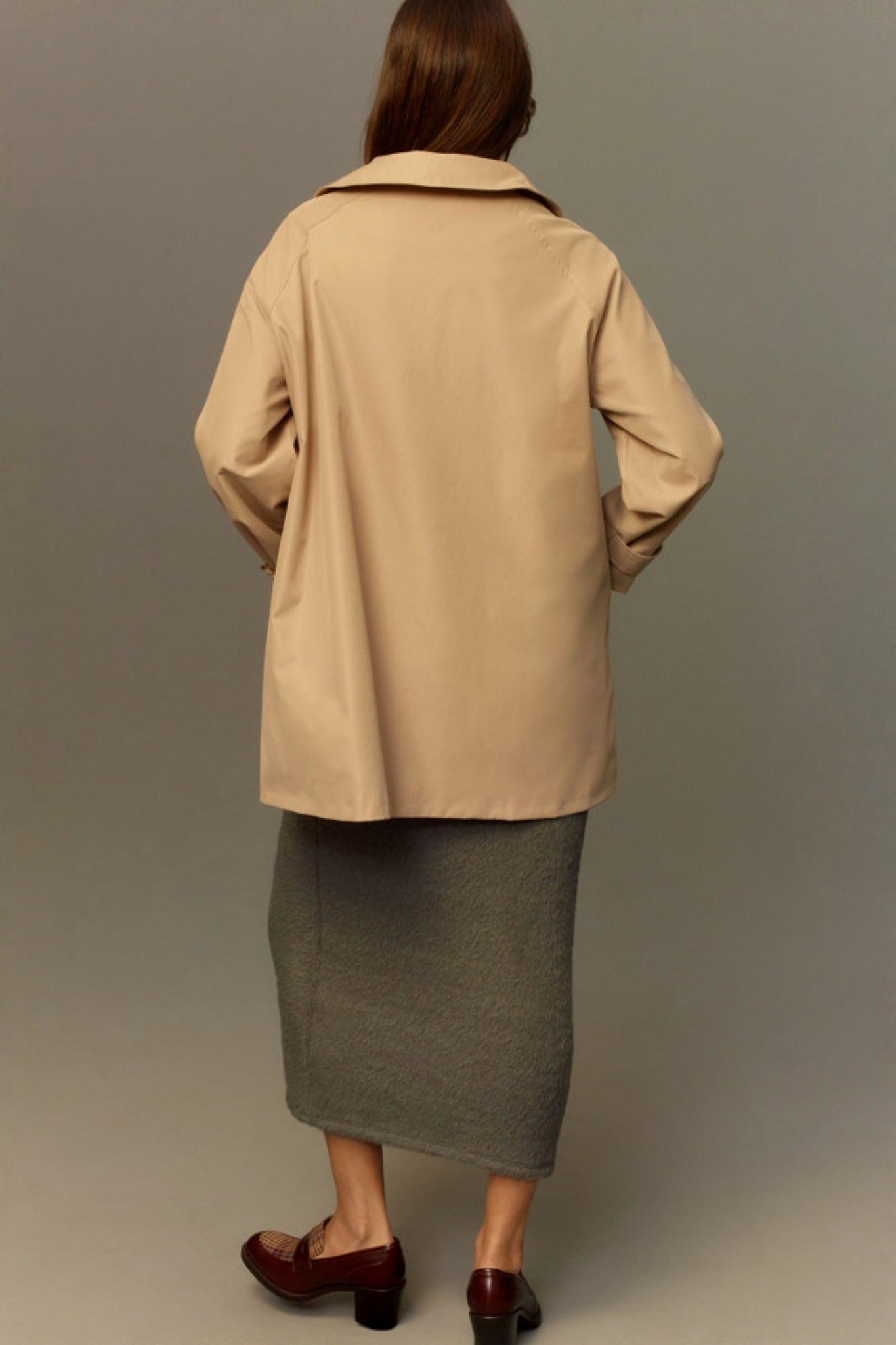 Kedera Chic Beige Bow Tie Trench Cape Coat