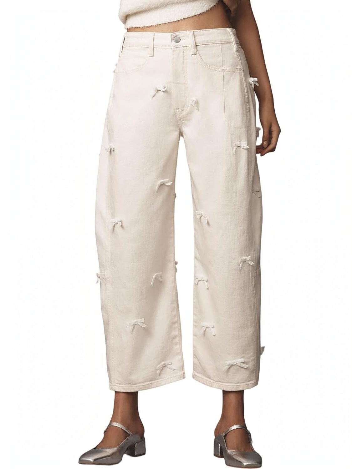 Kedera Mid Rise Barrel Jeans With Bows