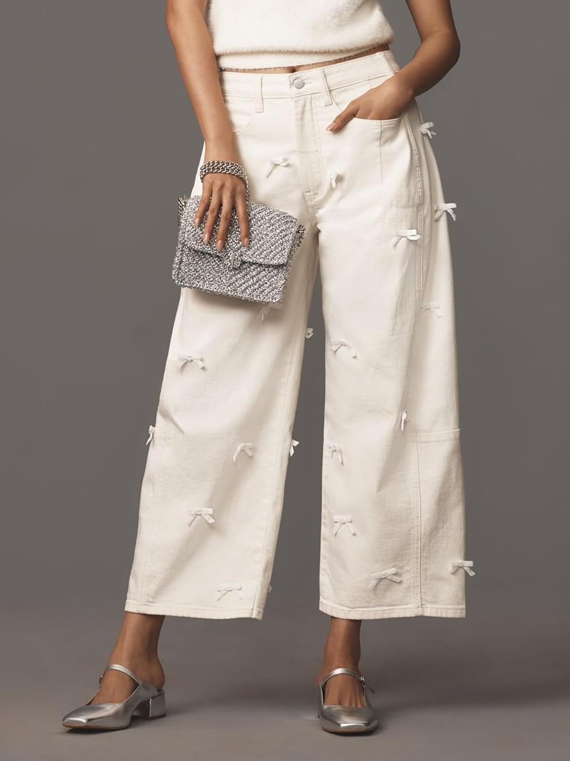 Kedera Mid Rise Barrel Jeans With Bows