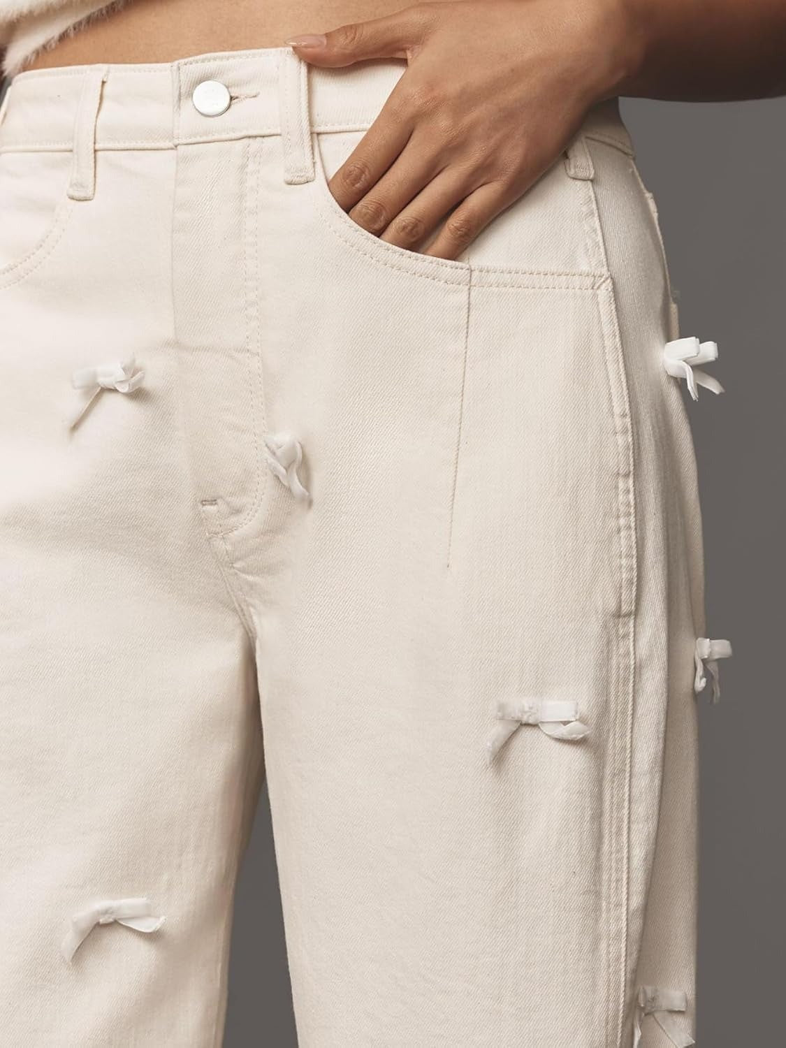 Kedera Mid Rise Barrel Jeans With Bows