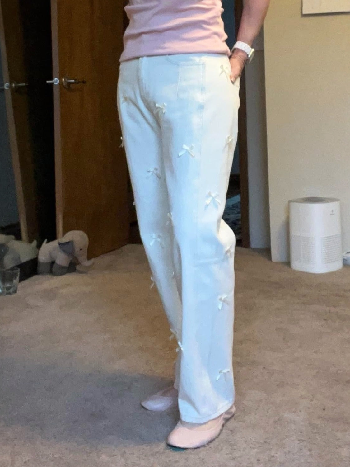 Kedera Mid Rise Barrel Jeans With Bows