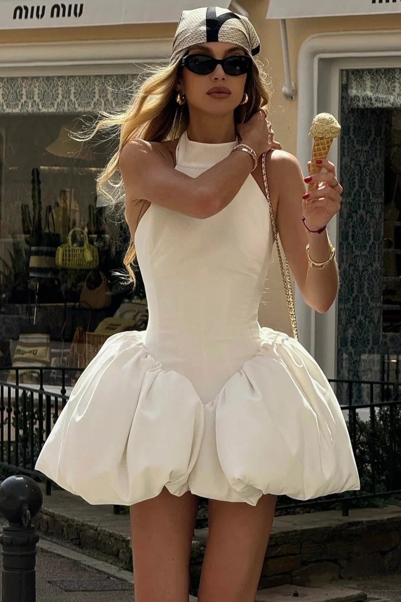Ezabutus Elegant Bubble Hem Mini Dress